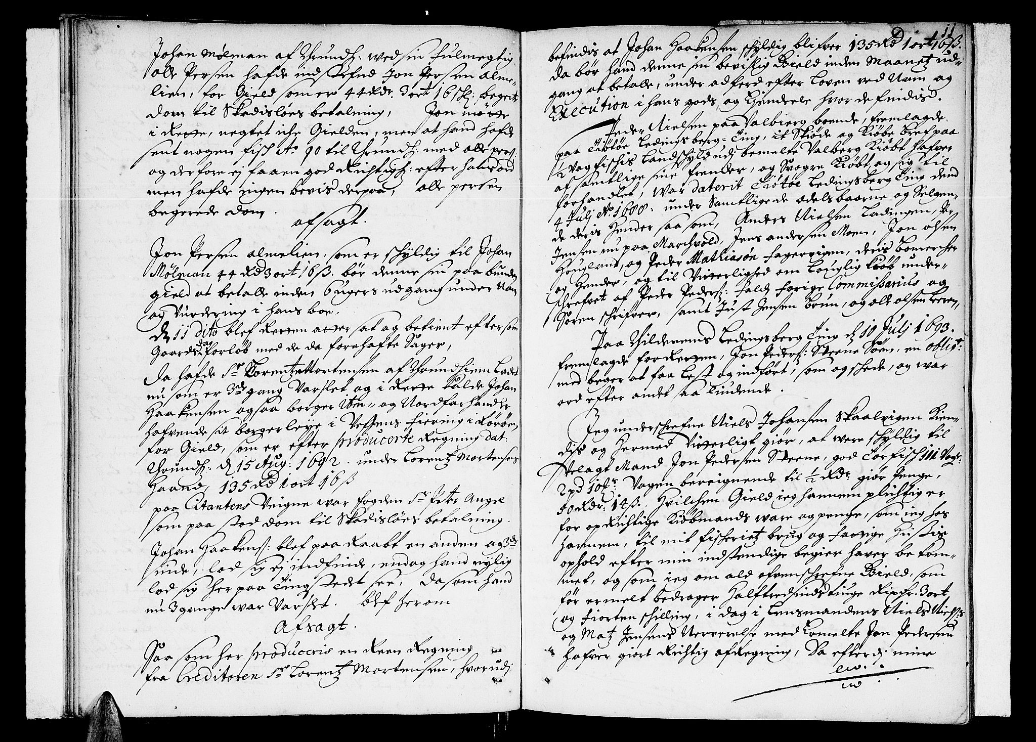 Helgeland sorenskriveri, AV/SAT-A-0004/1/1A/L0002: Tingbok 2, 1693-1700, p. 10b-11a
