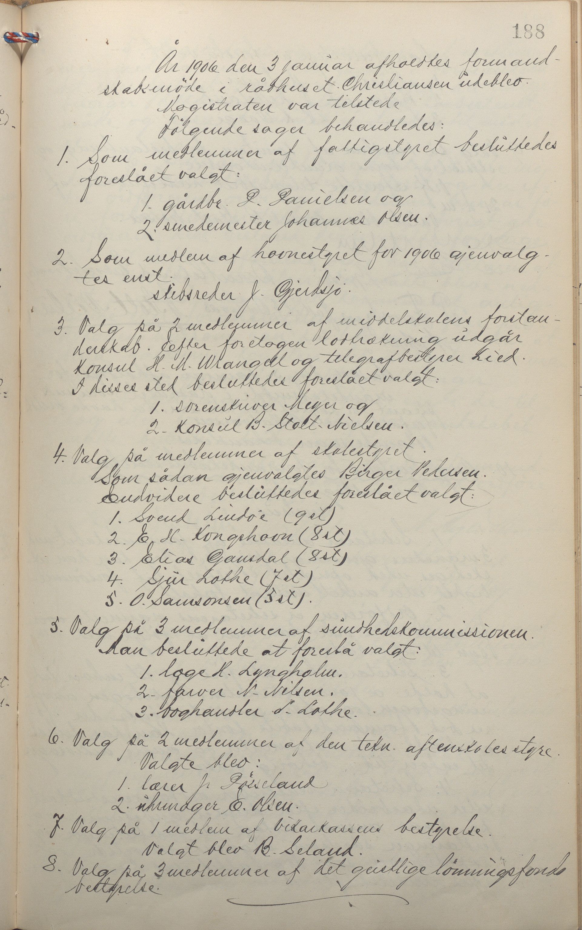 Haugesund kommune - Formannskapet, IKAR/X-0001/A/L0008: Møtebok, 1903-1906, p. 188a