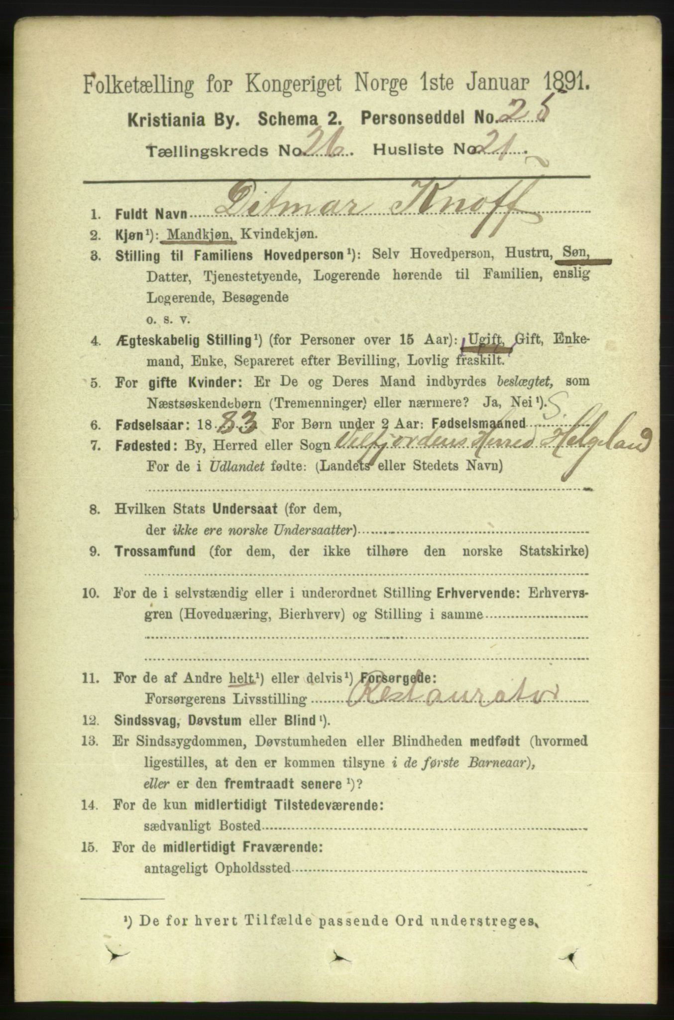 RA, 1891 census for 0301 Kristiania, 1891, p. 13523