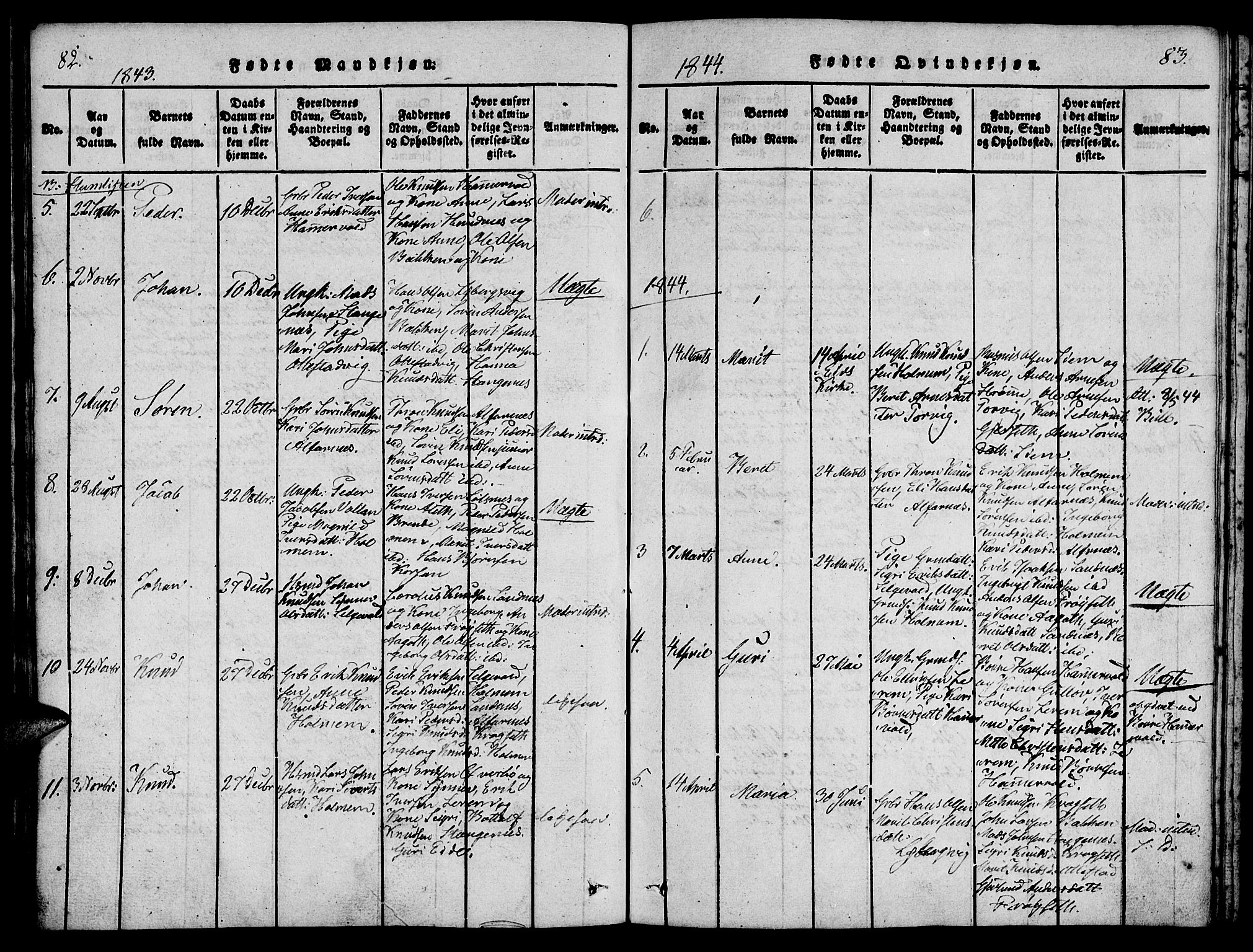 Ministerialprotokoller, klokkerbøker og fødselsregistre - Møre og Romsdal, AV/SAT-A-1454/548/L0612: Parish register (official) no. 548A01, 1818-1846, p. 82-83