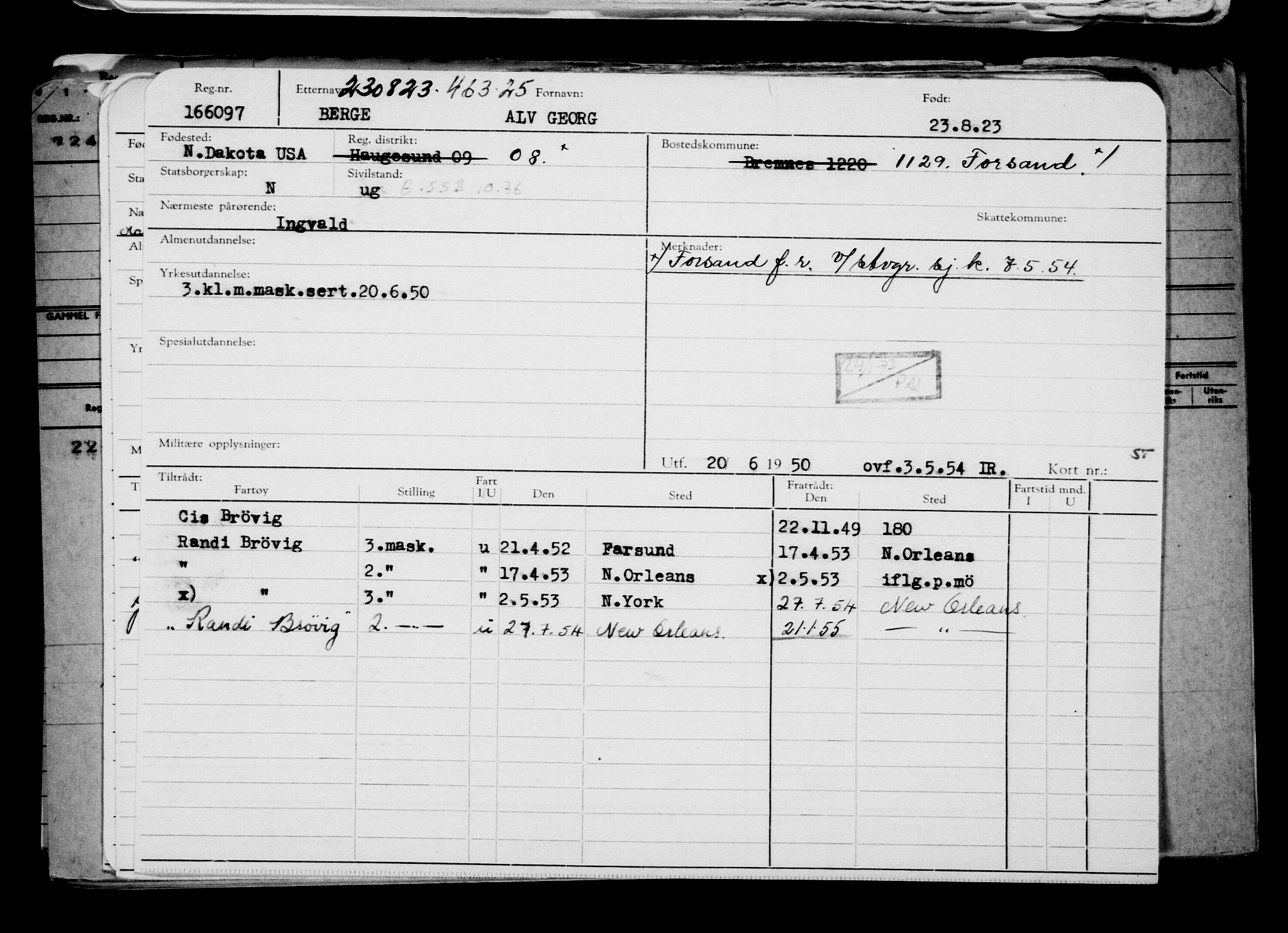 Direktoratet for sjømenn, AV/RA-S-3545/G/Gb/L0222: Hovedkort, 1923, p. 238