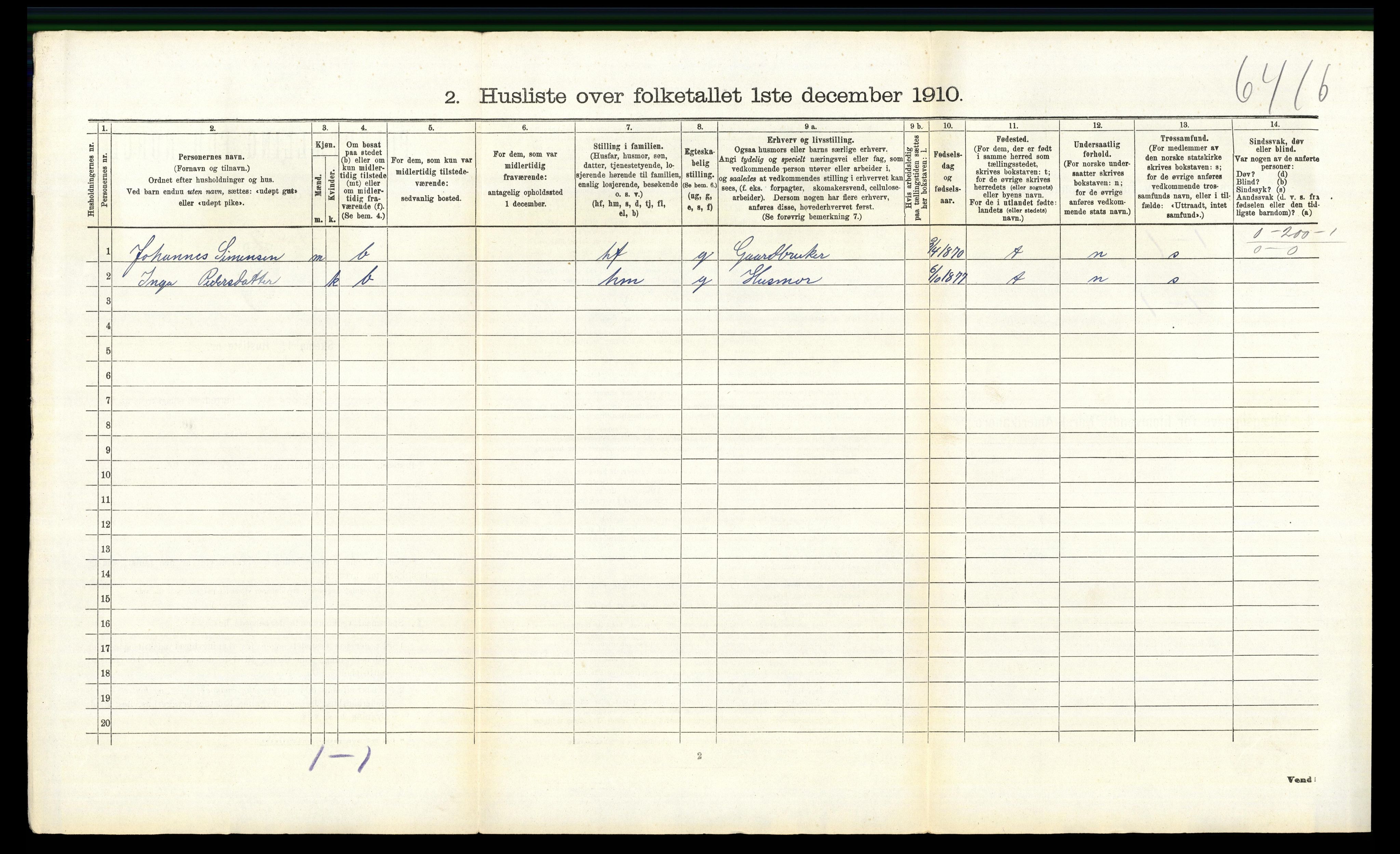 RA, 1910 census for Biri, 1910, p. 714