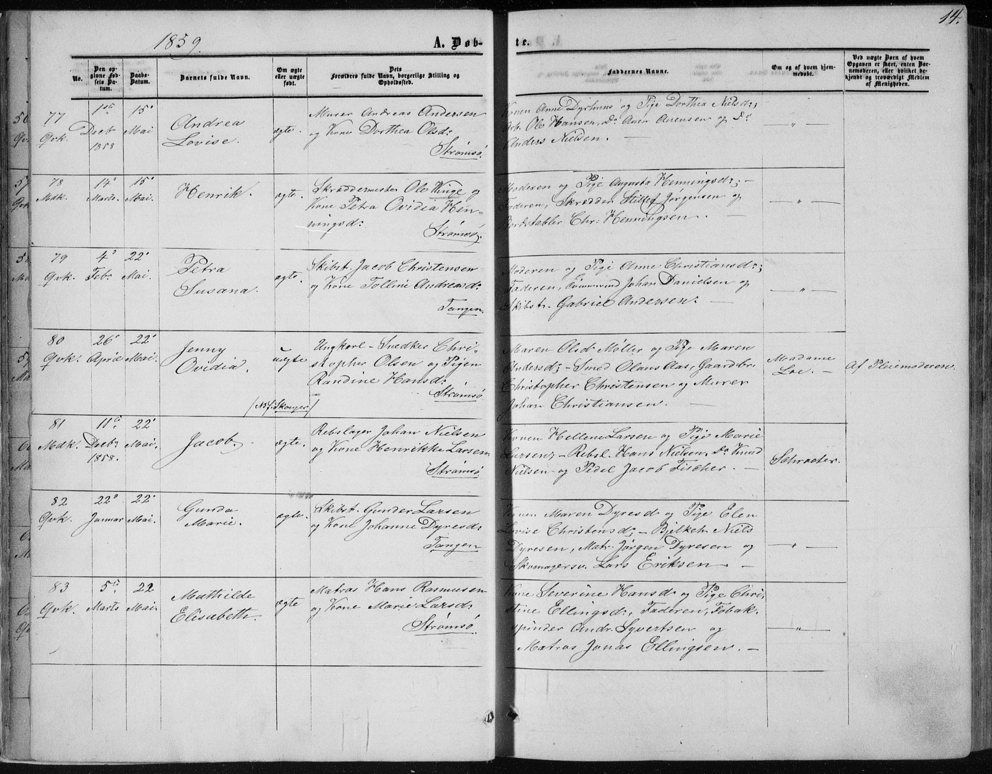 Strømsø kirkebøker, SAKO/A-246/F/Fa/L0015: Parish register (official) no. I 15, 1859-1868, p. 14