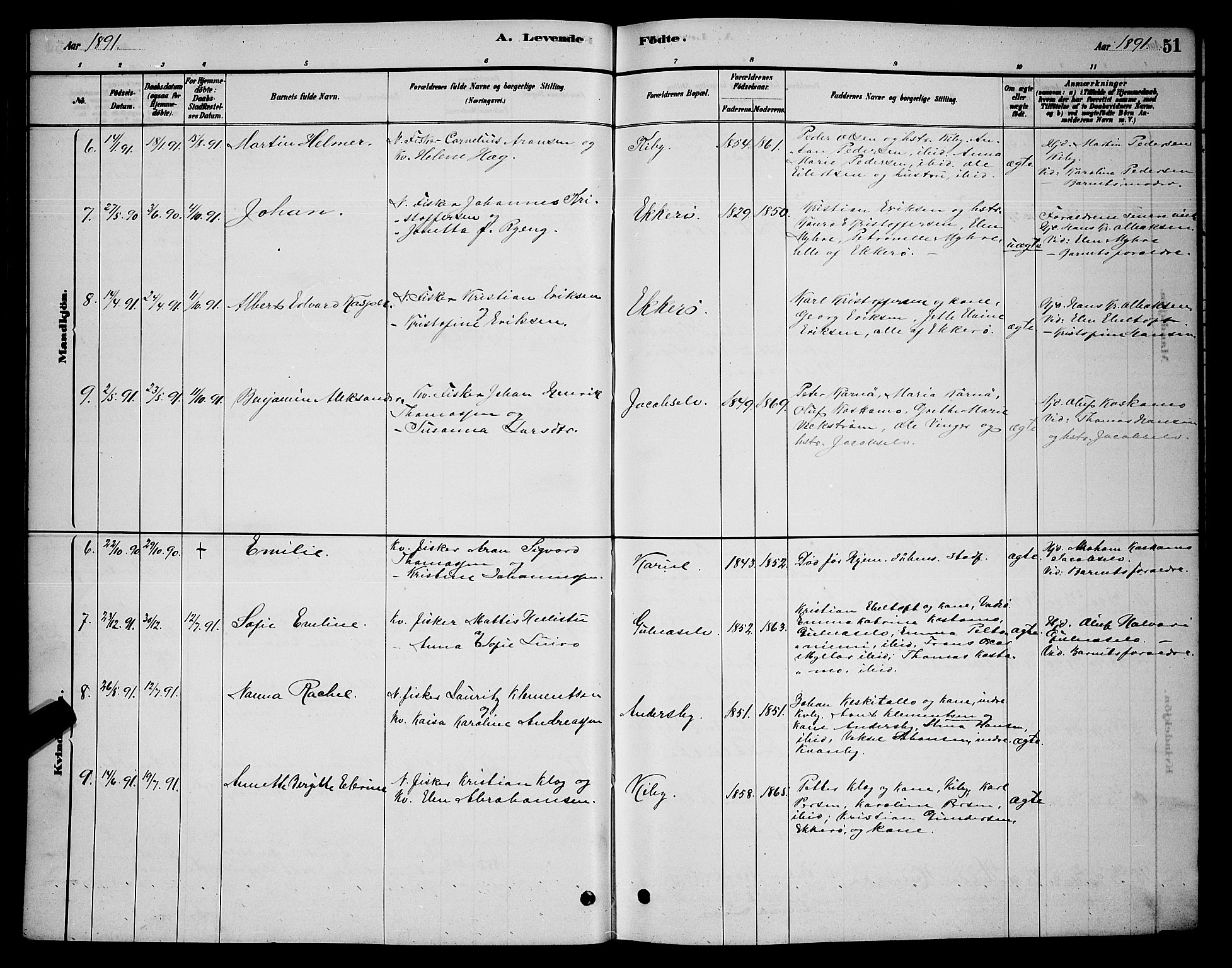 Vadsø sokneprestkontor, SATØ/S-1325/H/Hb/L0003klokker: Parish register (copy) no. 3, 1881-1901, p. 51