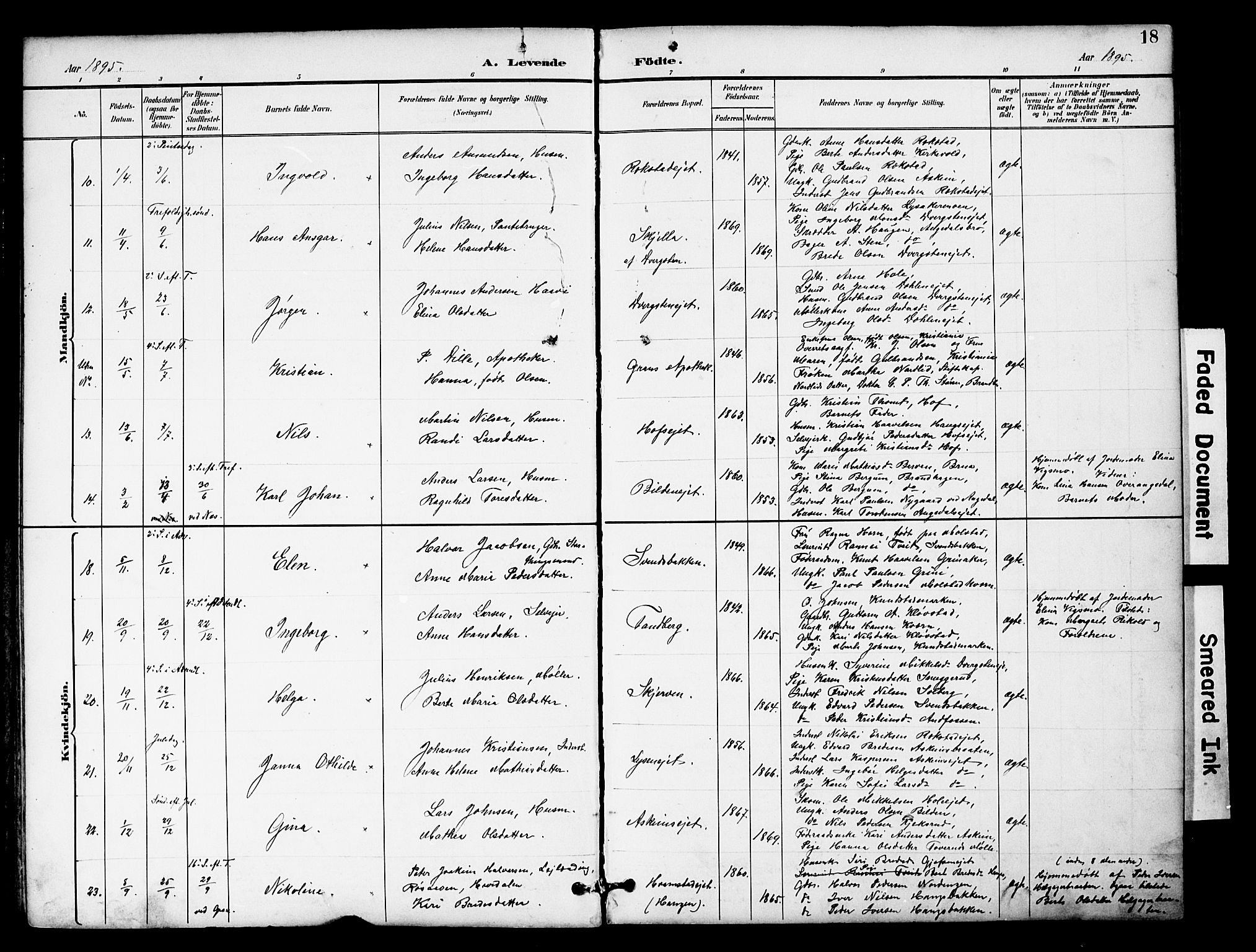 Brandbu prestekontor, AV/SAH-PREST-114/H/Ha/Hab/L0006: Parish register (copy) no. 6, 1893-1902, p. 18