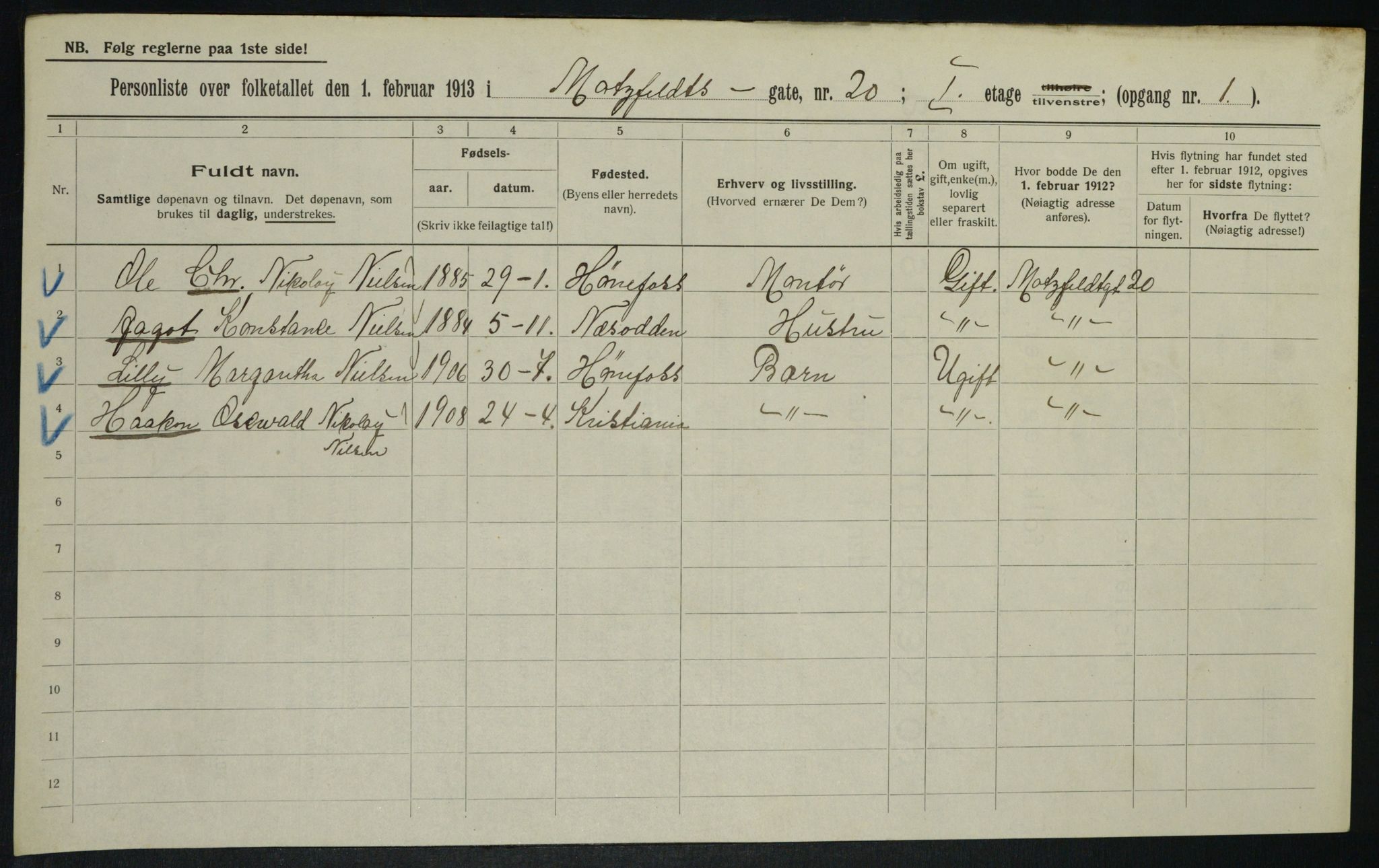 OBA, Municipal Census 1913 for Kristiania, 1913, p. 66193