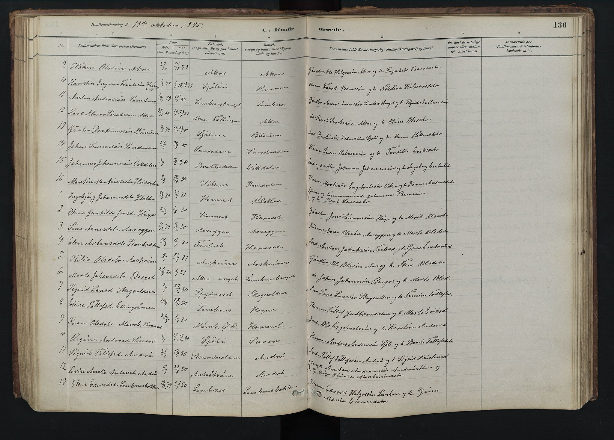 Rendalen prestekontor, SAH/PREST-054/H/Ha/Hab/L0009: Parish register (copy) no. 9, 1879-1902, p. 136