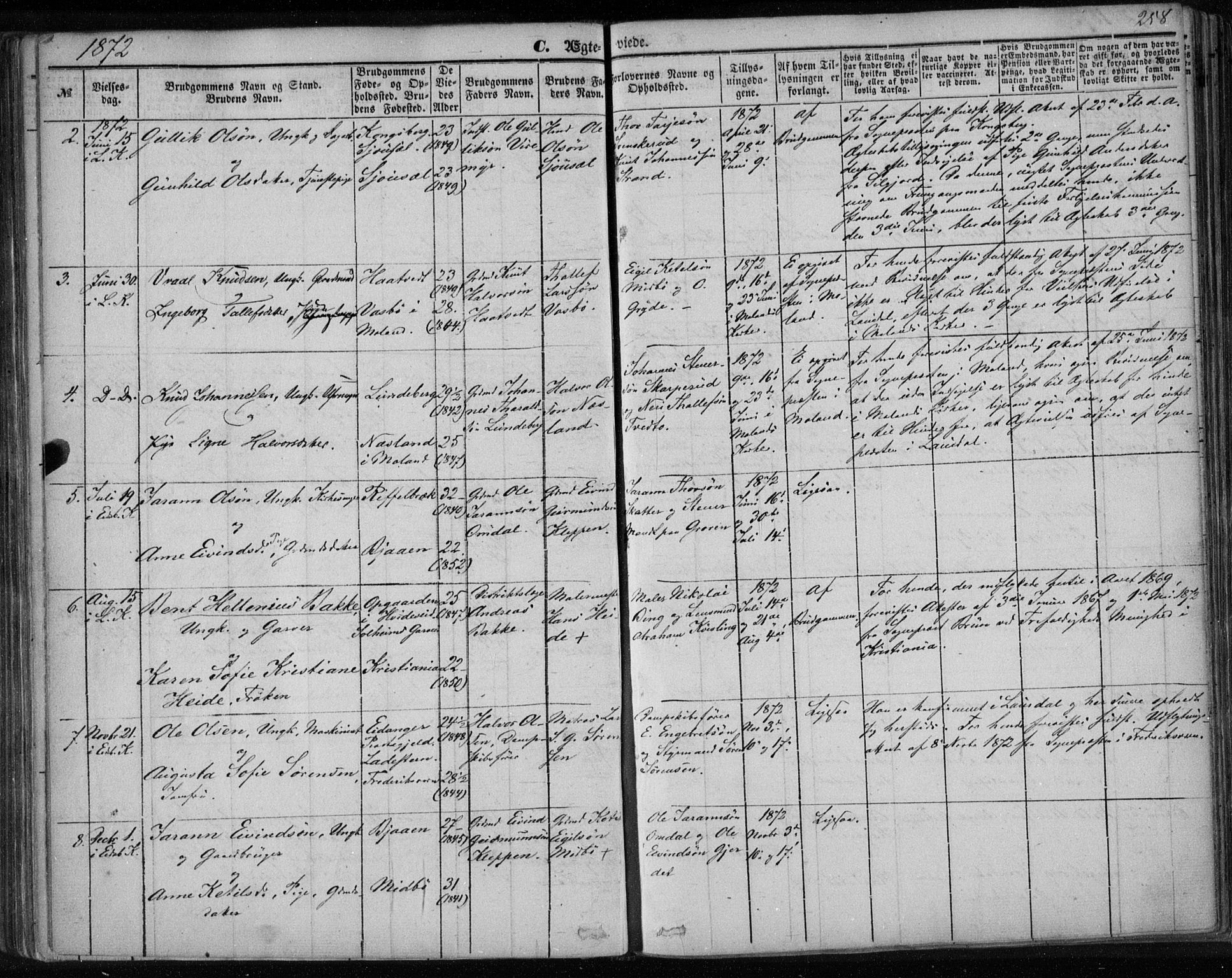 Lårdal kirkebøker, AV/SAKO-A-284/F/Fa/L0006: Parish register (official) no. I 6, 1861-1886, p. 258