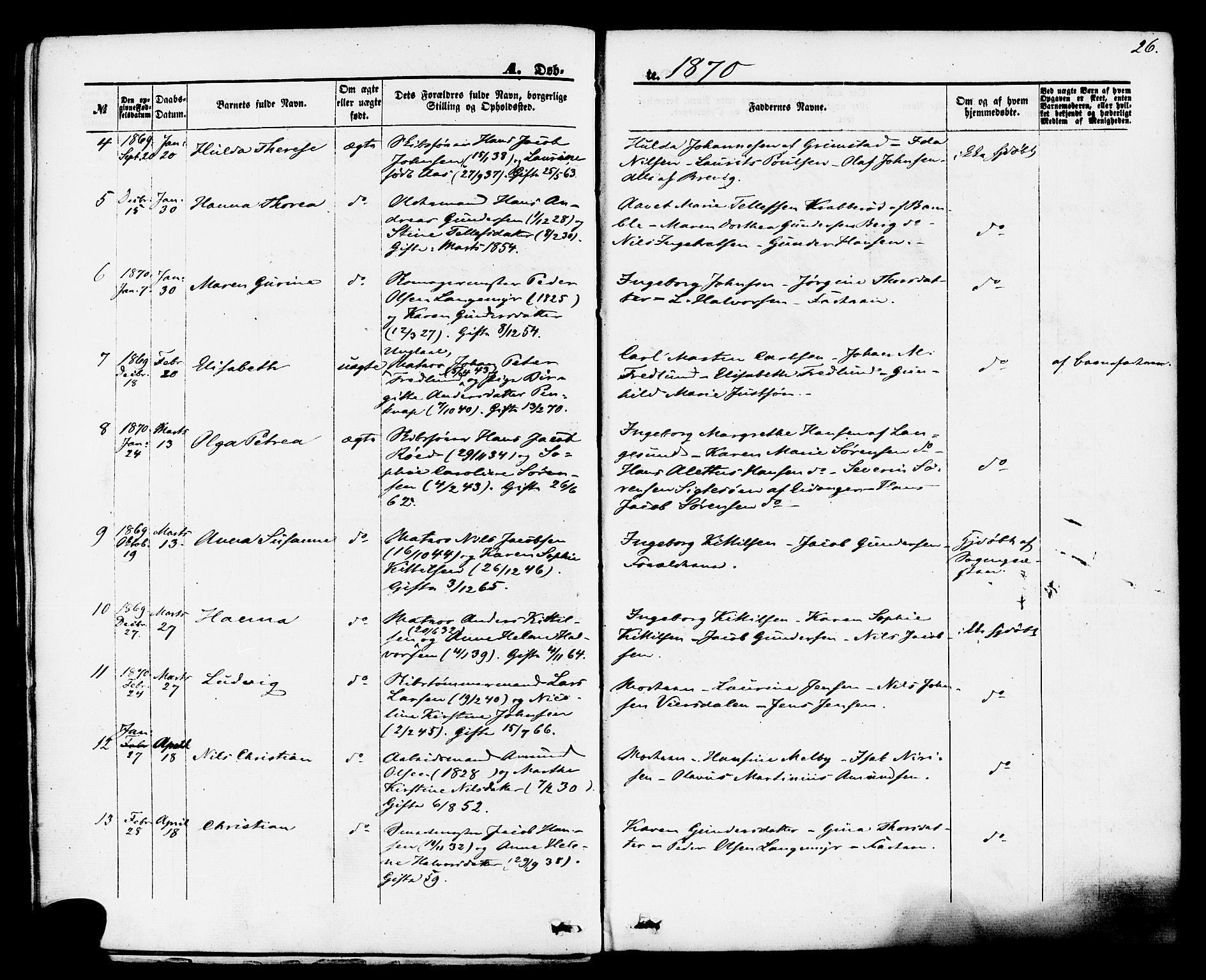 Brevik kirkebøker, AV/SAKO-A-255/F/Fa/L0006: Parish register (official) no. 6, 1866-1881, p. 26