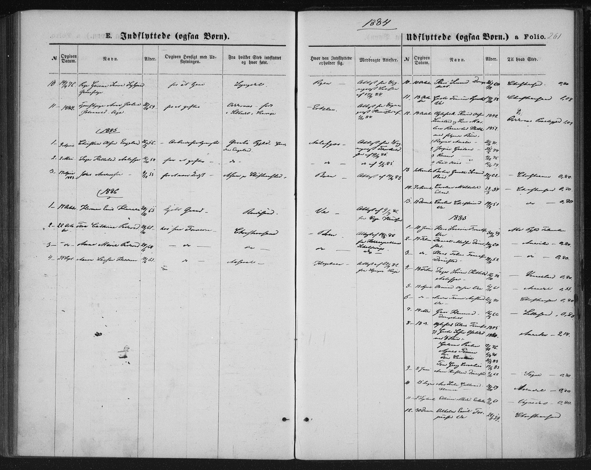 Tveit sokneprestkontor, SAK/1111-0043/F/Fa/L0006: Parish register (official) no. A 6, 1872-1886, p. 261