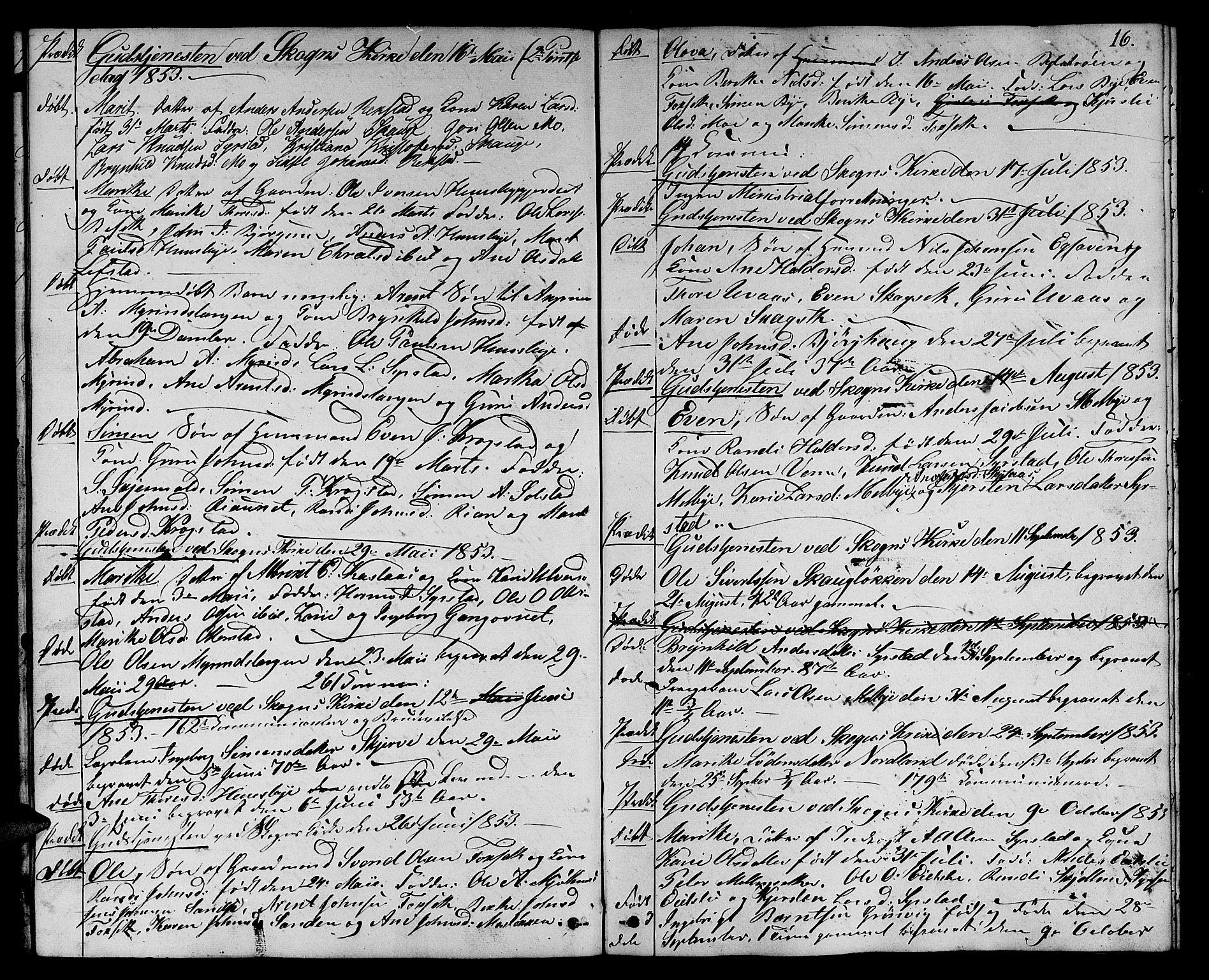 Ministerialprotokoller, klokkerbøker og fødselsregistre - Sør-Trøndelag, SAT/A-1456/667/L0797: Parish register (copy) no. 667C02, 1849-1867, p. 16