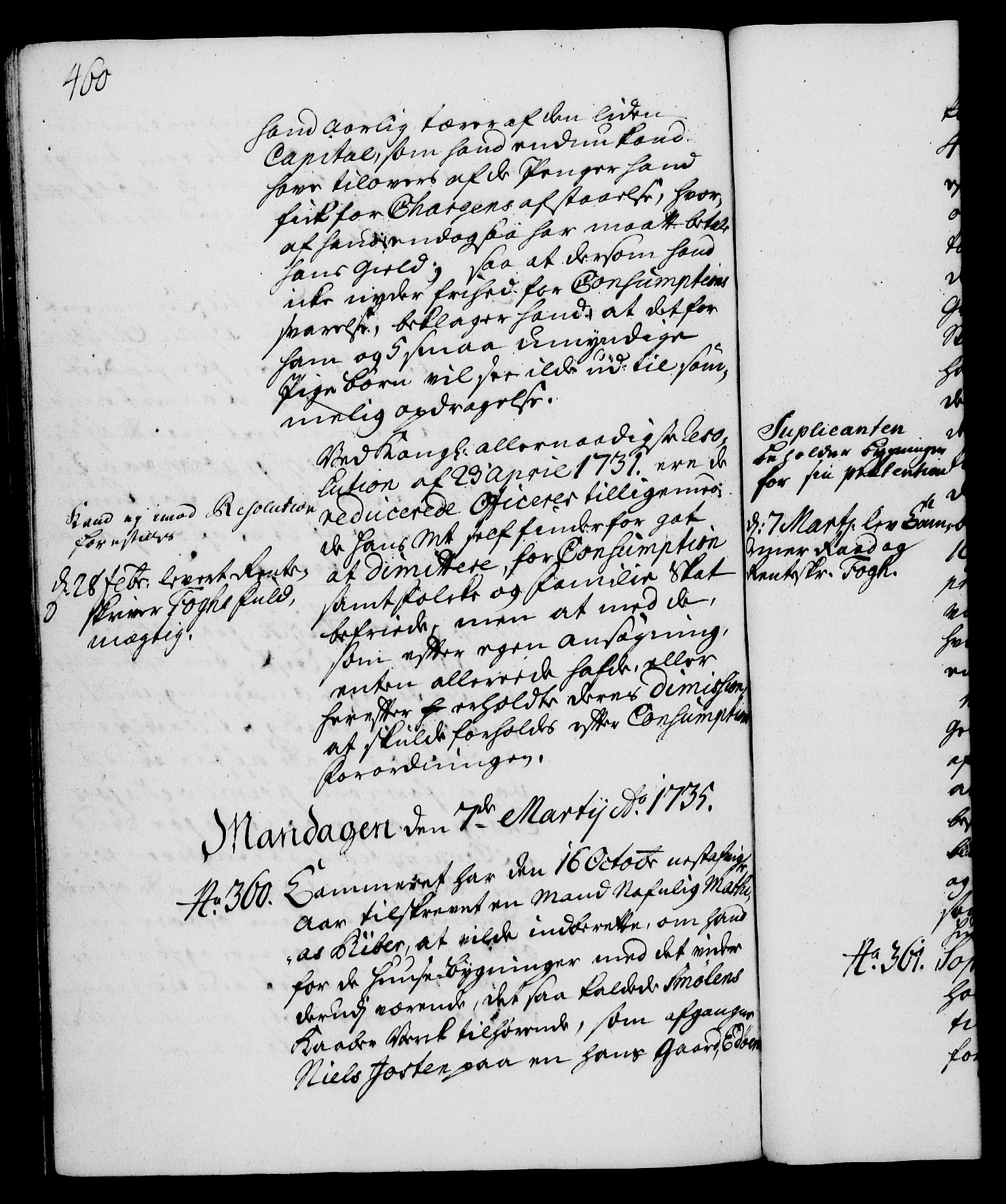 Rentekammeret, Kammerkanselliet, RA/EA-3111/G/Gh/Gha/L0016: Norsk ekstraktmemorialprotokoll (merket RK 53.61), 1734-1735, p. 460