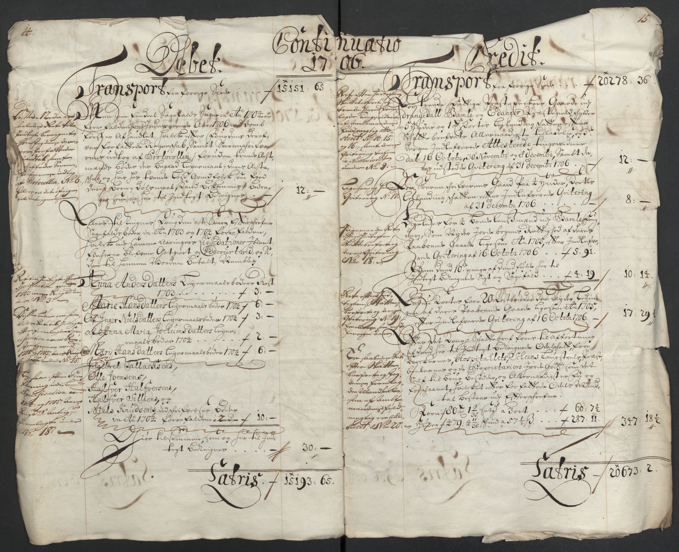 Rentekammeret inntil 1814, Reviderte regnskaper, Fogderegnskap, AV/RA-EA-4092/R36/L2116: Fogderegnskap Øvre og Nedre Telemark og Bamble, 1706-1707, p. 10