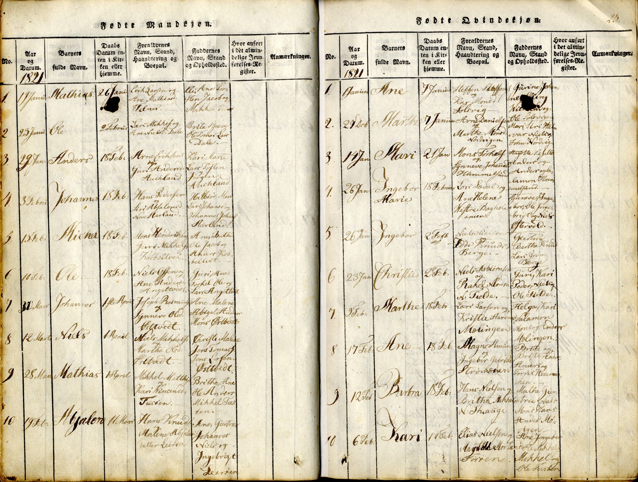 Sund sokneprestembete, SAB/A-99930: Parish register (official) no. A 11, 1814-1825, p. 23