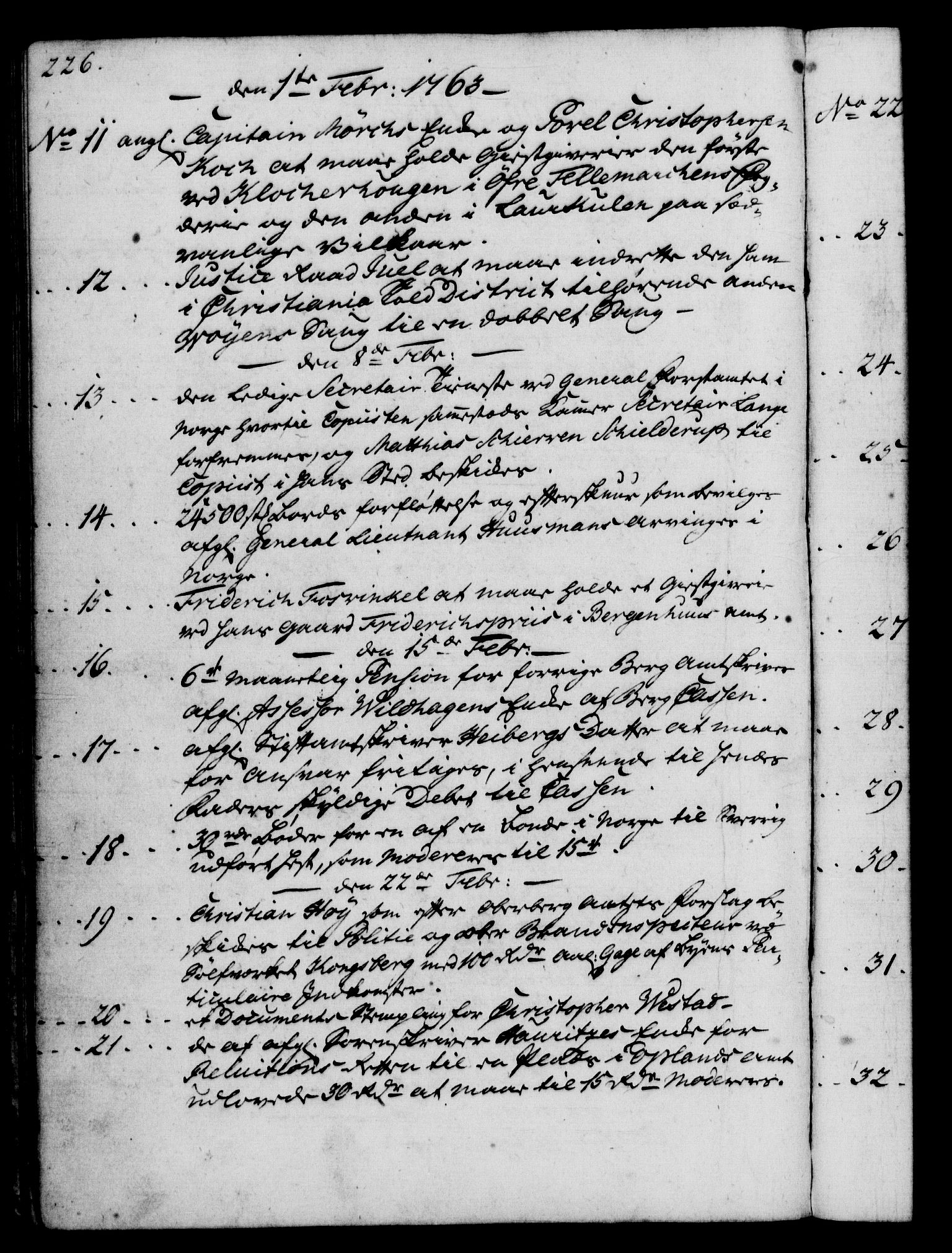Rentekammeret, Kammerkanselliet, RA/EA-3111/G/Gf/Gfb/L0006: Register til norske relasjons- og resolusjonsprotokoller (merket RK 52.101), 1755-1765, p. 226