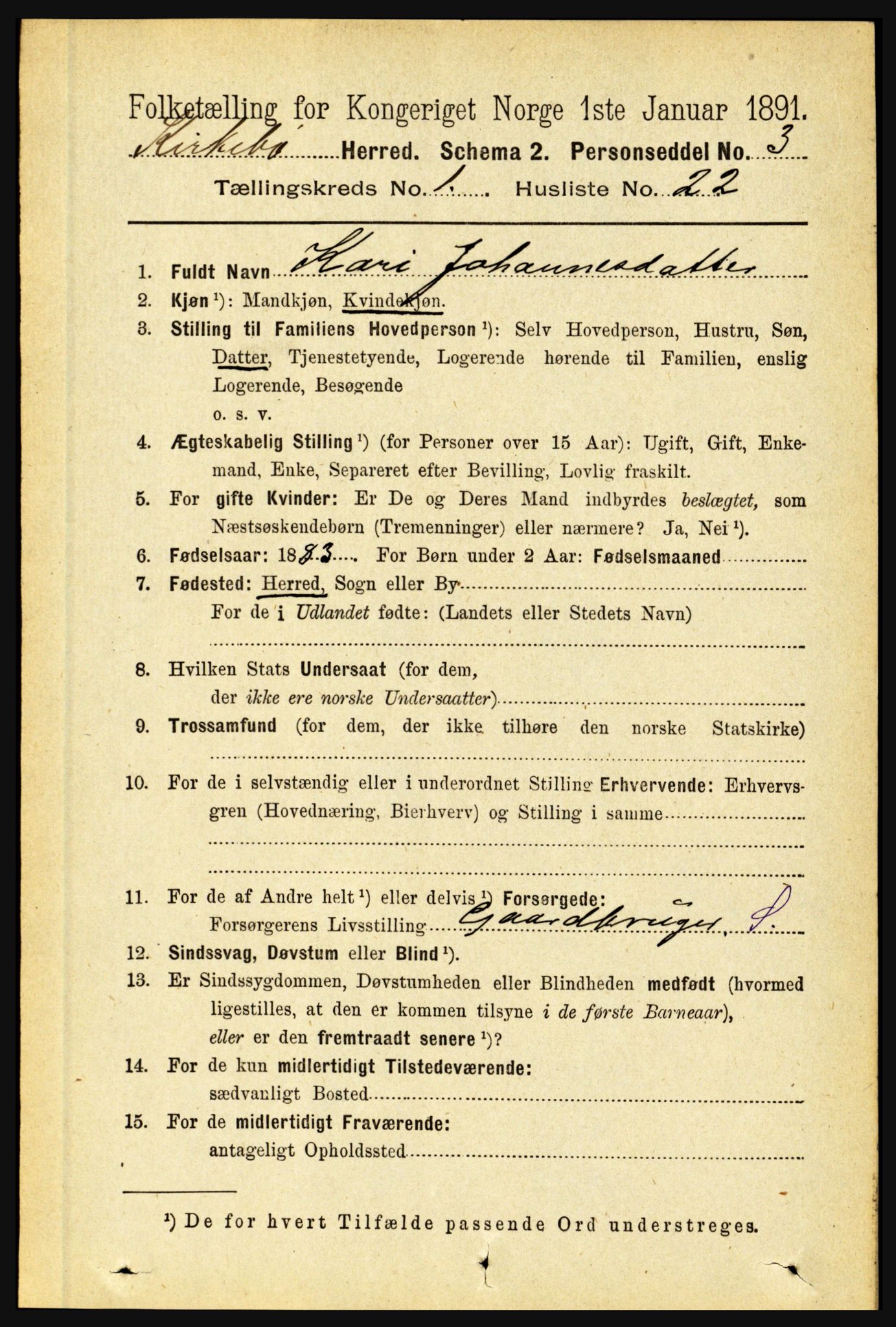 RA, 1891 census for 1416 Kyrkjebø, 1891, p. 194
