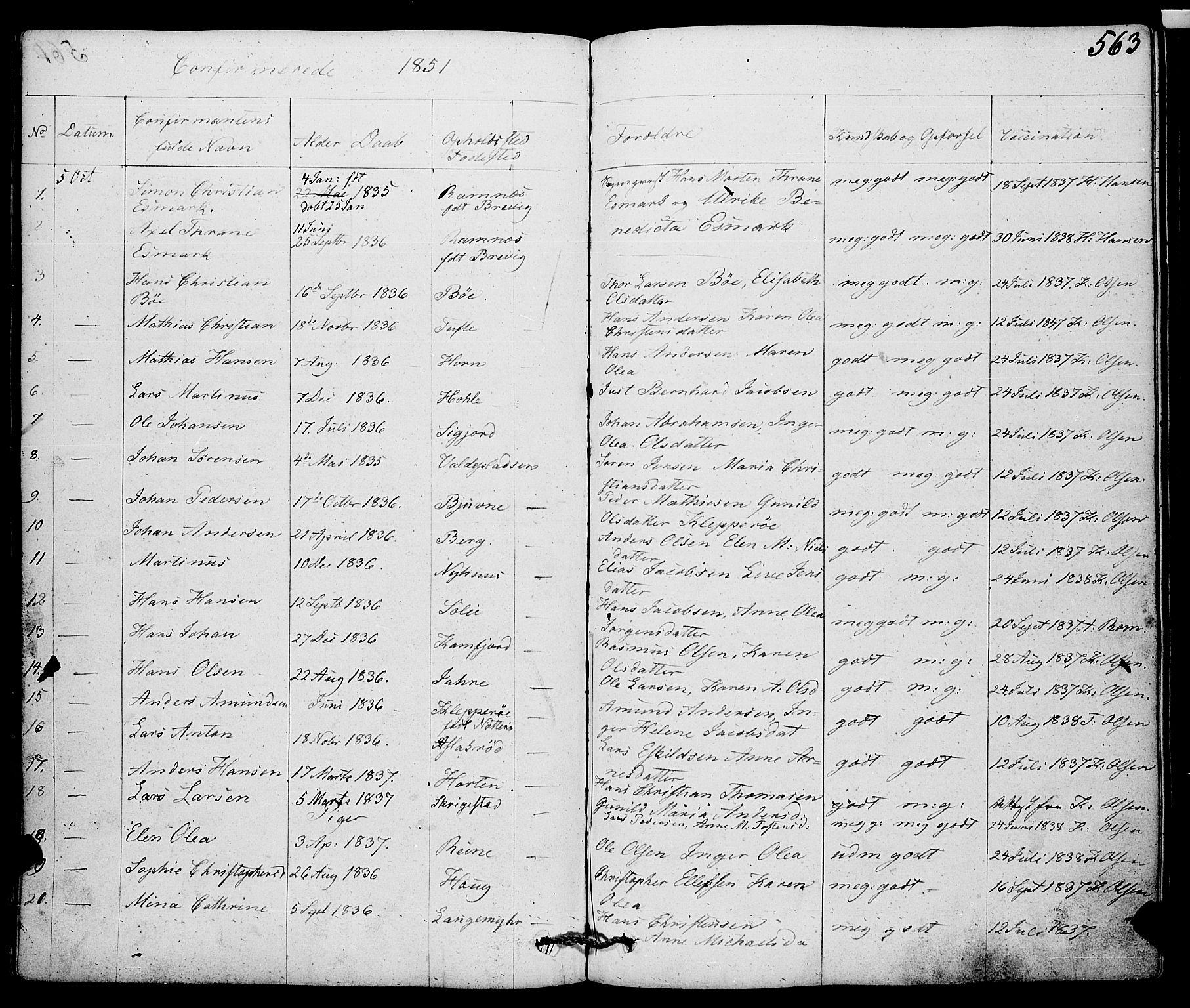 Ramnes kirkebøker, AV/SAKO-A-314/F/Fa/L0005: Parish register (official) no. I 5, 1841-1861, p. 562-563