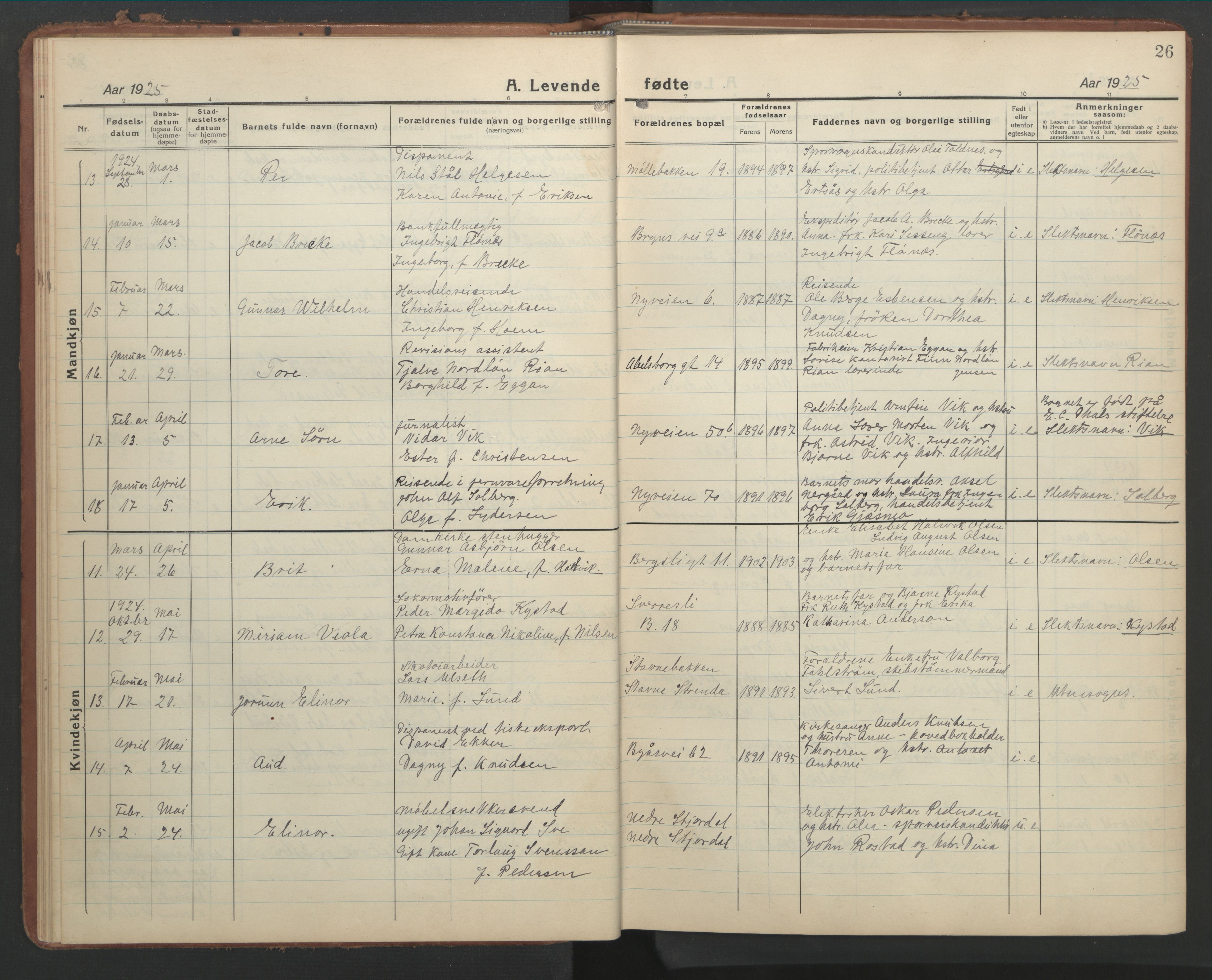 Ministerialprotokoller, klokkerbøker og fødselsregistre - Sør-Trøndelag, SAT/A-1456/603/L0174: Parish register (copy) no. 603C02, 1923-1951, p. 26
