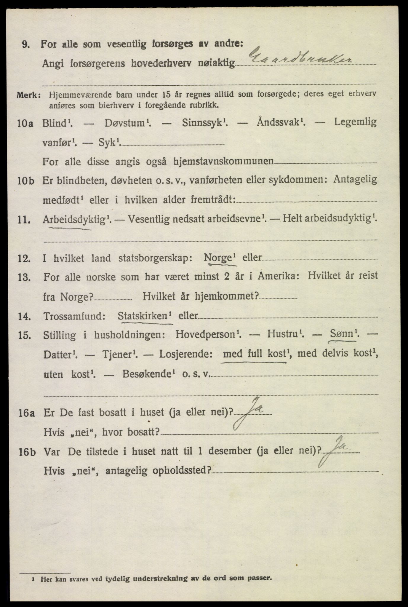 SAH, 1920 census for Vestre Toten, 1920, p. 7151