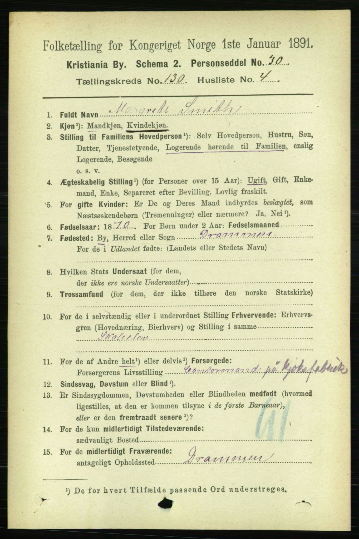 RA, 1891 census for 0301 Kristiania, 1891, p. 70123