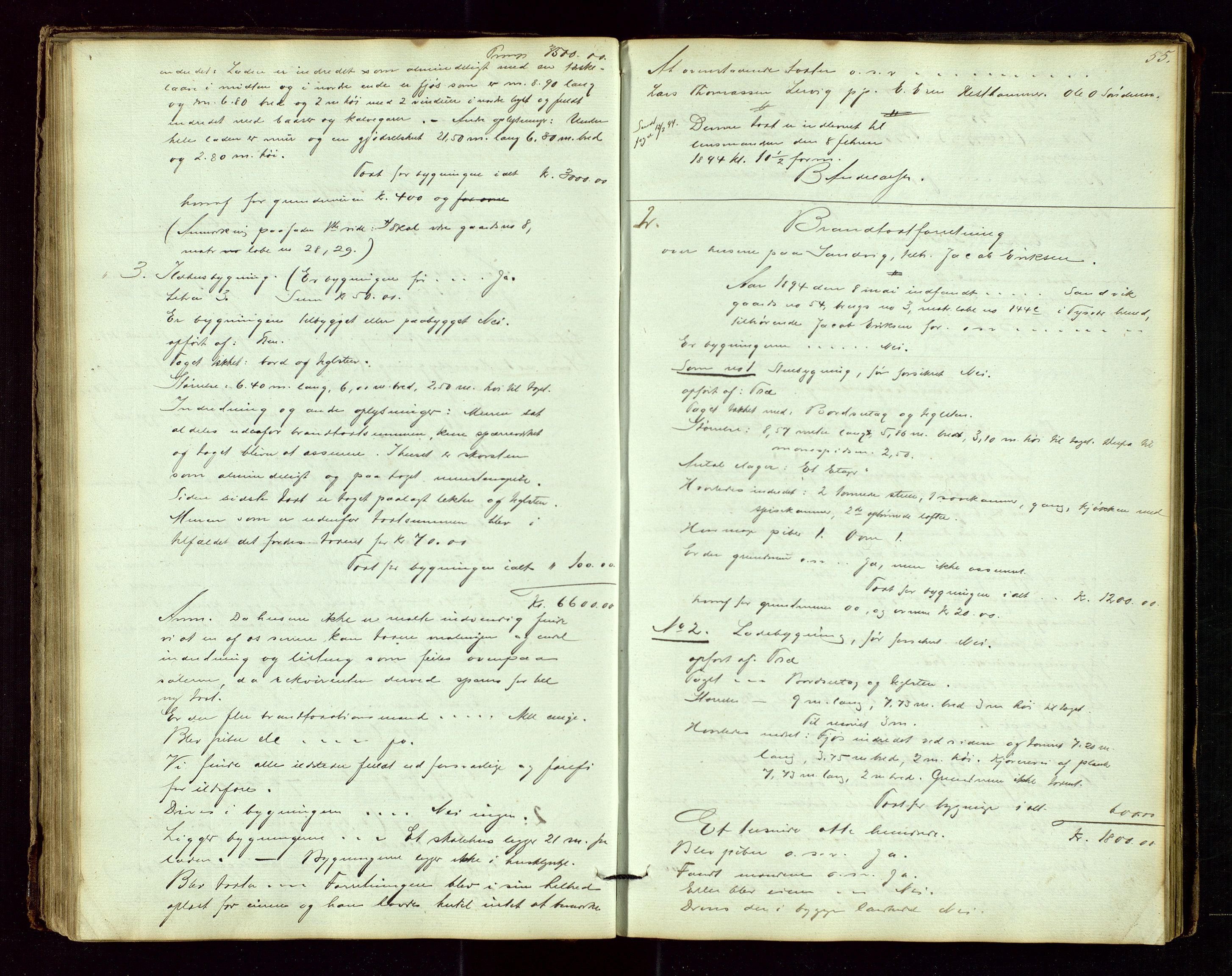 Tysvær lensmannskontor, AV/SAST-A-100192/Goa/L0001: "Brandtaxations-Protocol for Tysvær Thinglaug", 1846-1899, p. 54b-55a