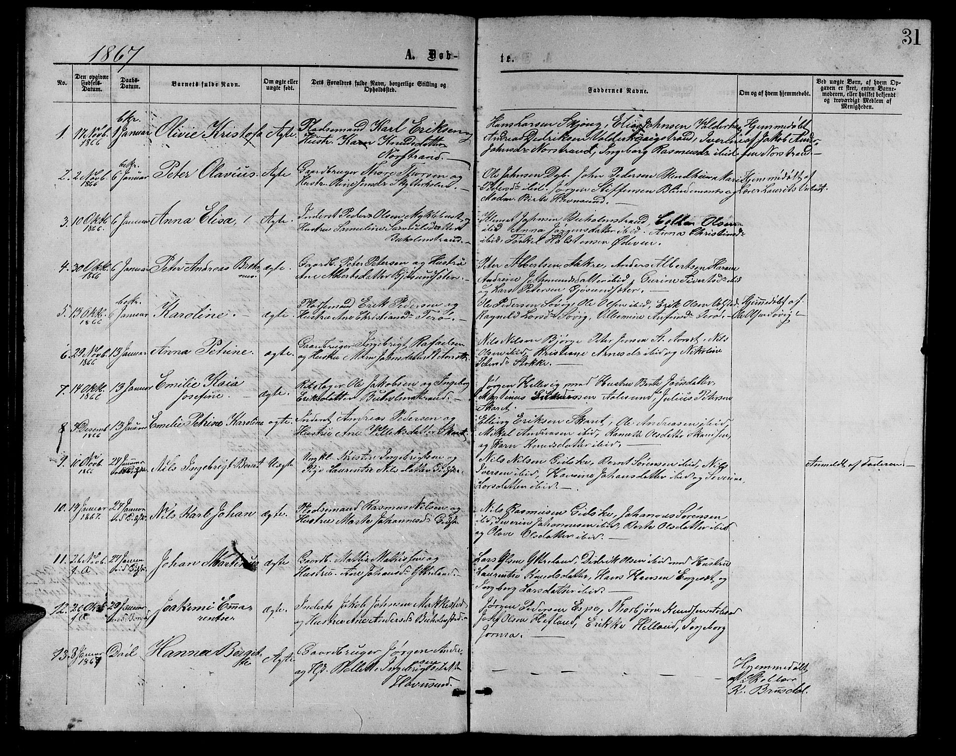 Ministerialprotokoller, klokkerbøker og fødselsregistre - Møre og Romsdal, AV/SAT-A-1454/528/L0428: Parish register (copy) no. 528C09, 1864-1880, p. 31