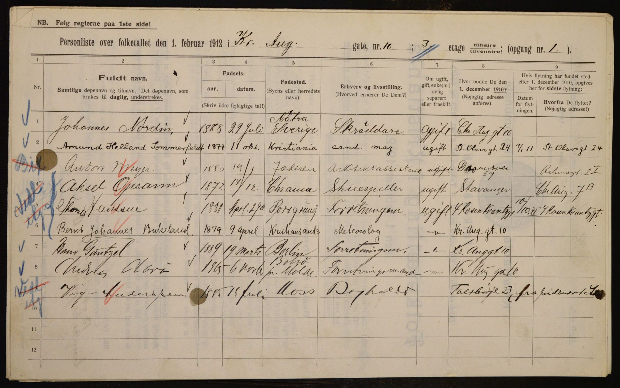OBA, Municipal Census 1912 for Kristiania, 1912, p. 54266