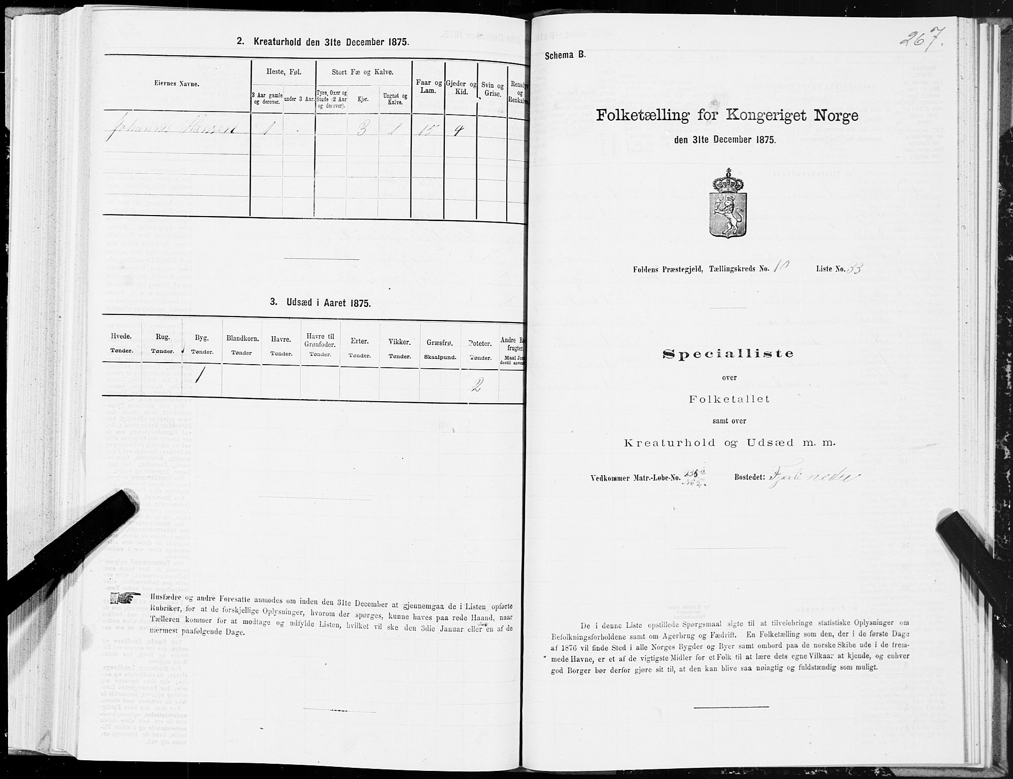 SAT, 1875 census for 1845P Folda, 1875, p. 3267