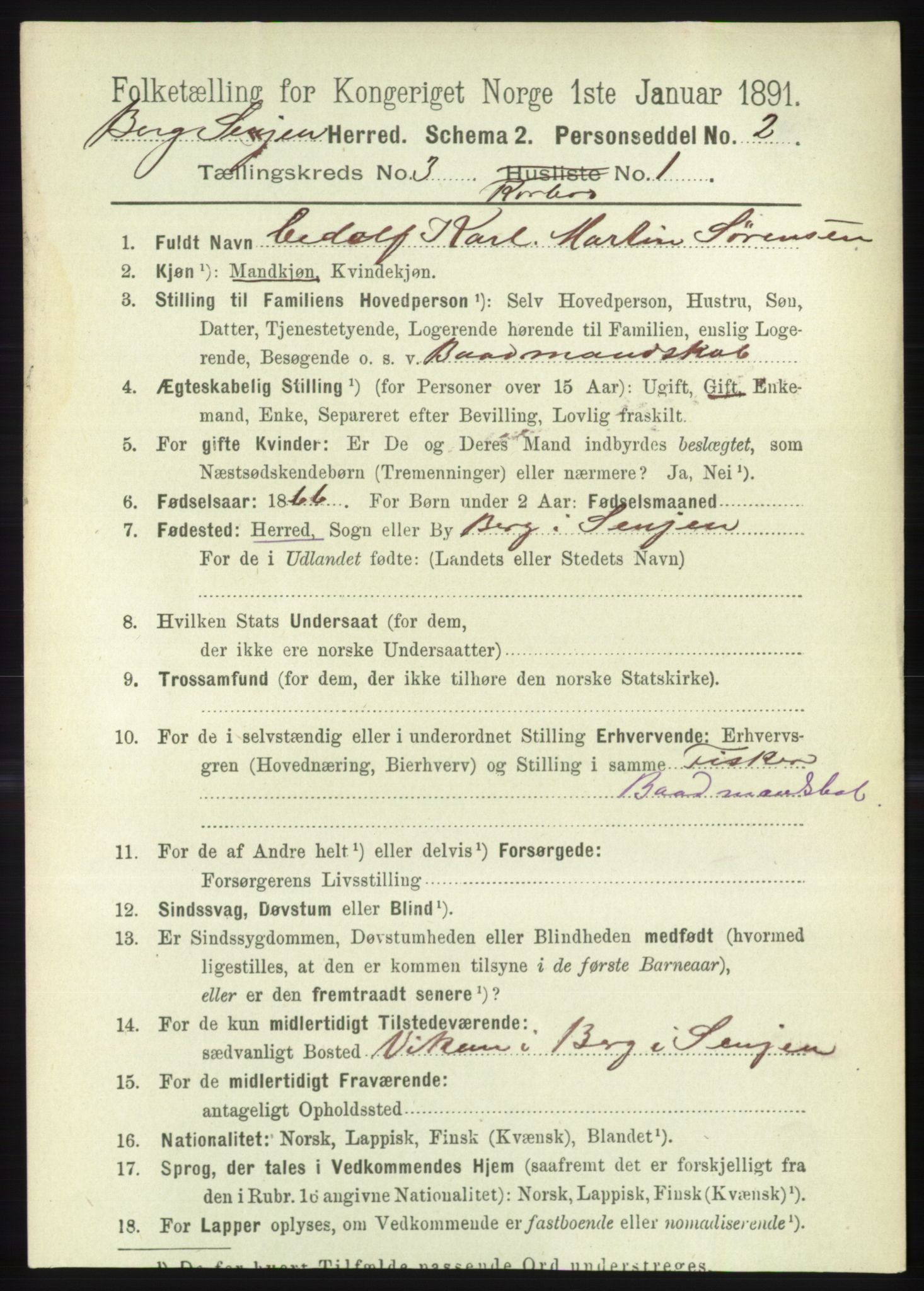 RA, 1891 census for 1929 Berg, 1891, p. 1349