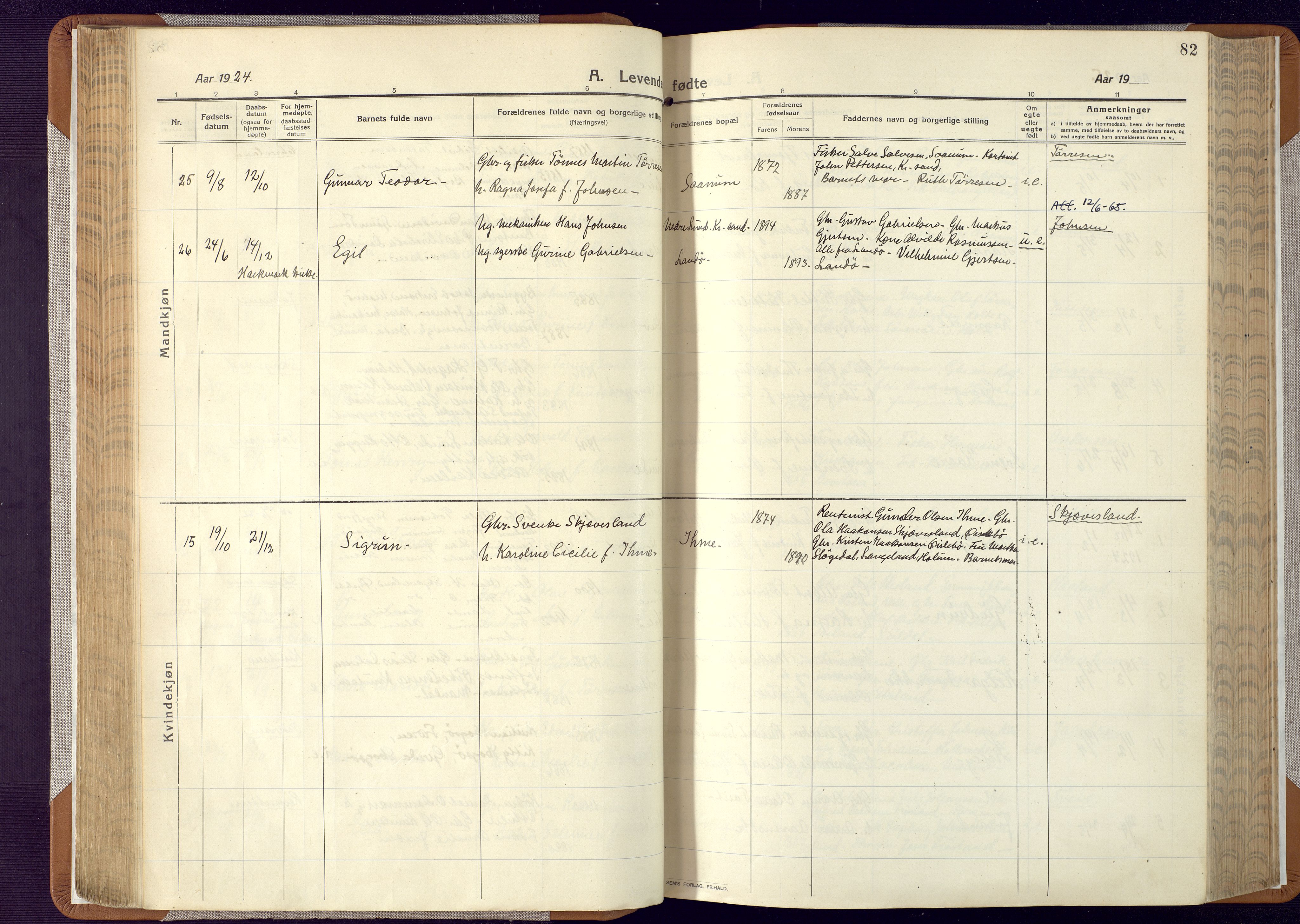 Mandal sokneprestkontor, AV/SAK-1111-0030/F/Fa/Faa/L0022: Parish register (official) no. A 22, 1913-1925, p. 82