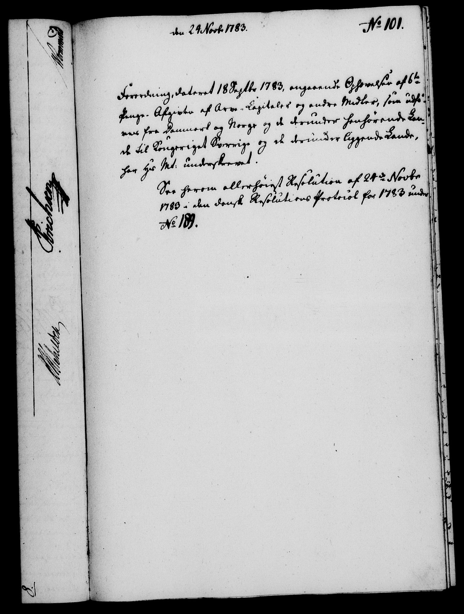 Rentekammeret, Kammerkanselliet, RA/EA-3111/G/Gf/Gfa/L0065: Norsk relasjons- og resolusjonsprotokoll (merket RK 52.65), 1783, p. 751