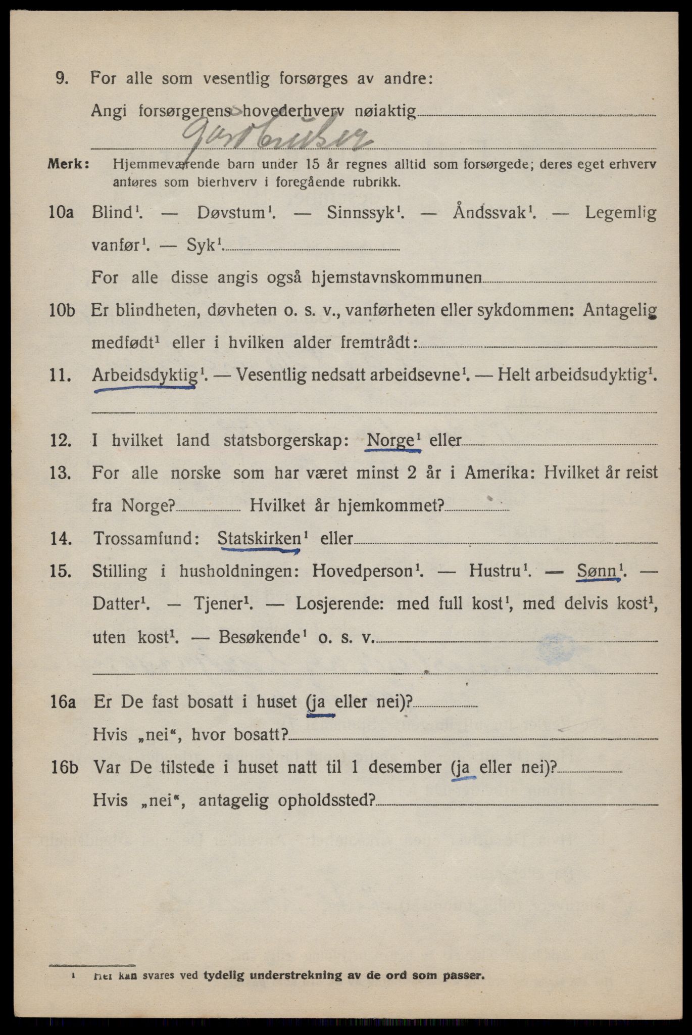 SAST, 1920 census for Forsand, 1920, p. 3962