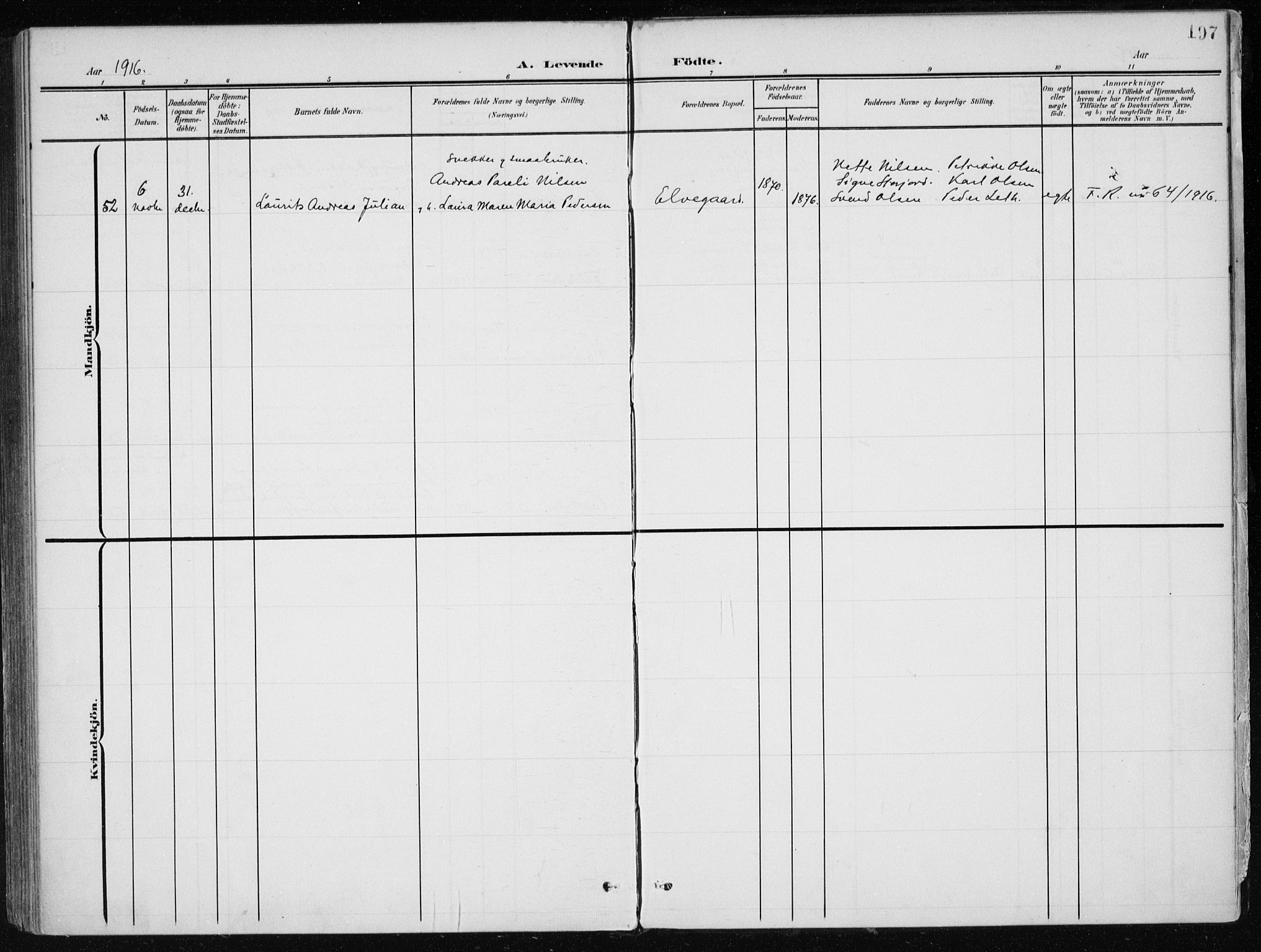 Ministerialprotokoller, klokkerbøker og fødselsregistre - Nordland, AV/SAT-A-1459/866/L0941: Parish register (official) no. 866A04, 1901-1917, p. 197