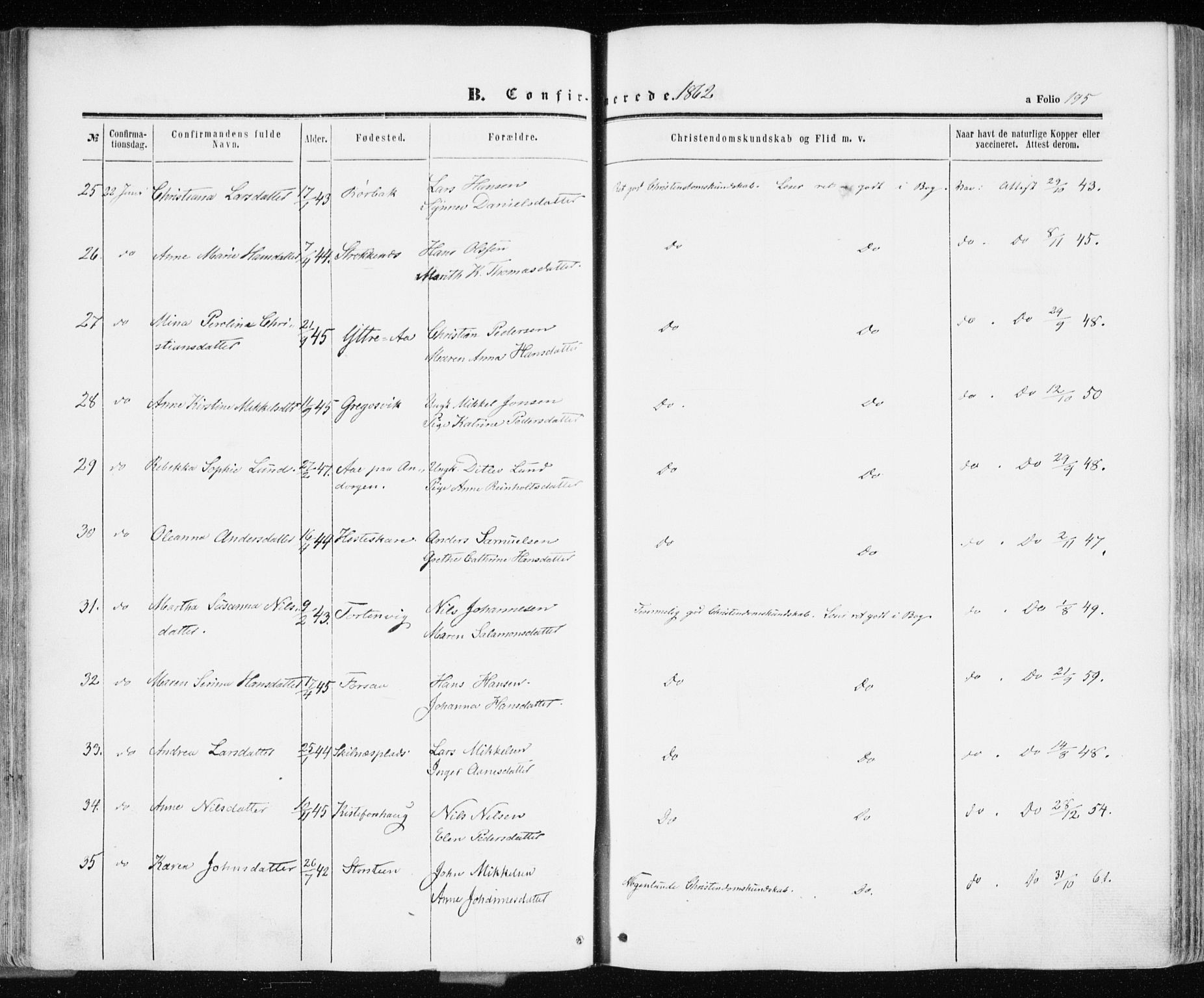 Ibestad sokneprestembete, AV/SATØ-S-0077/H/Ha/Haa/L0009kirke: Parish register (official) no. 9, 1859-1868, p. 195