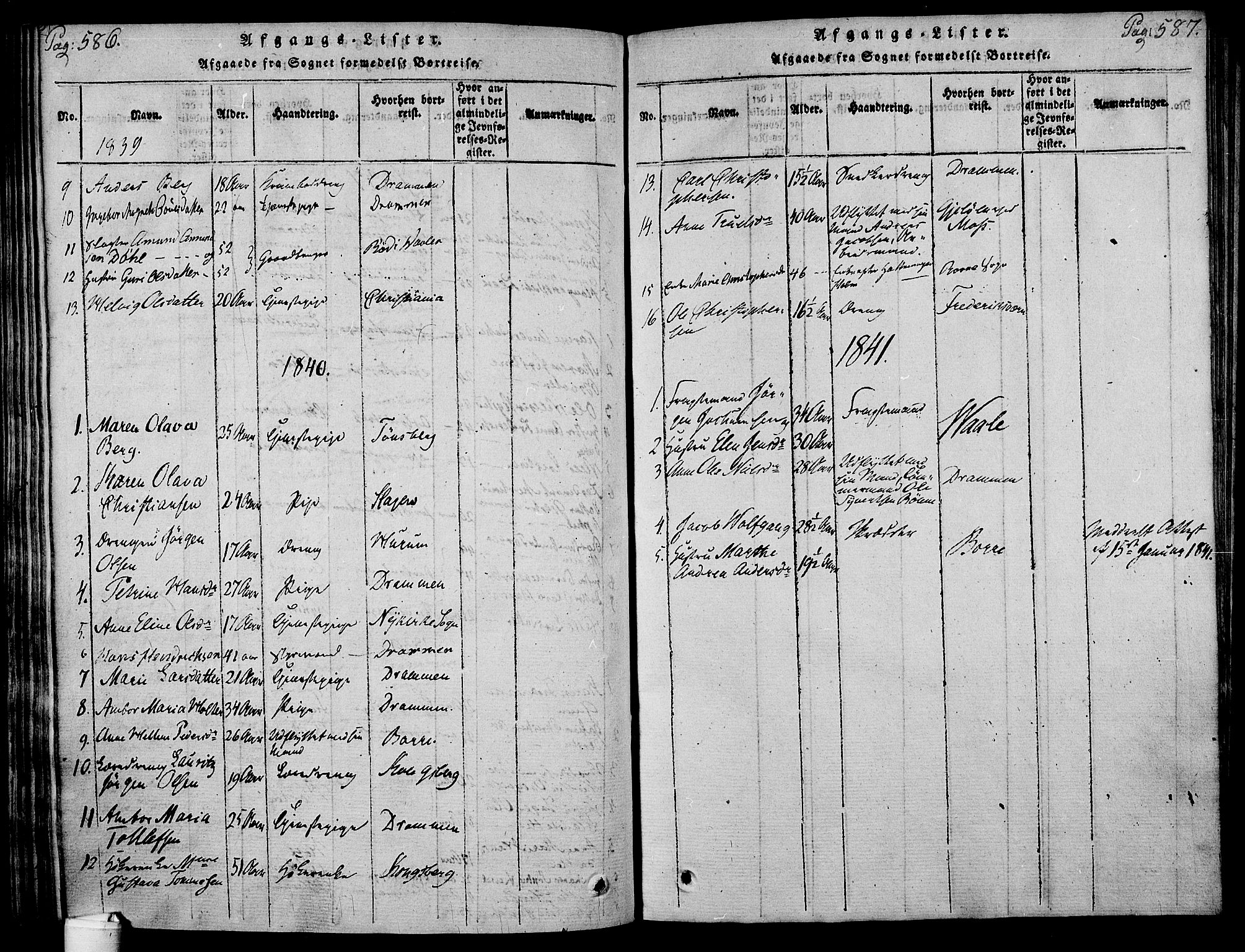 Holmestrand kirkebøker, SAKO/A-346/F/Fa/L0001: Parish register (official) no. 1, 1814-1840, p. 586-587