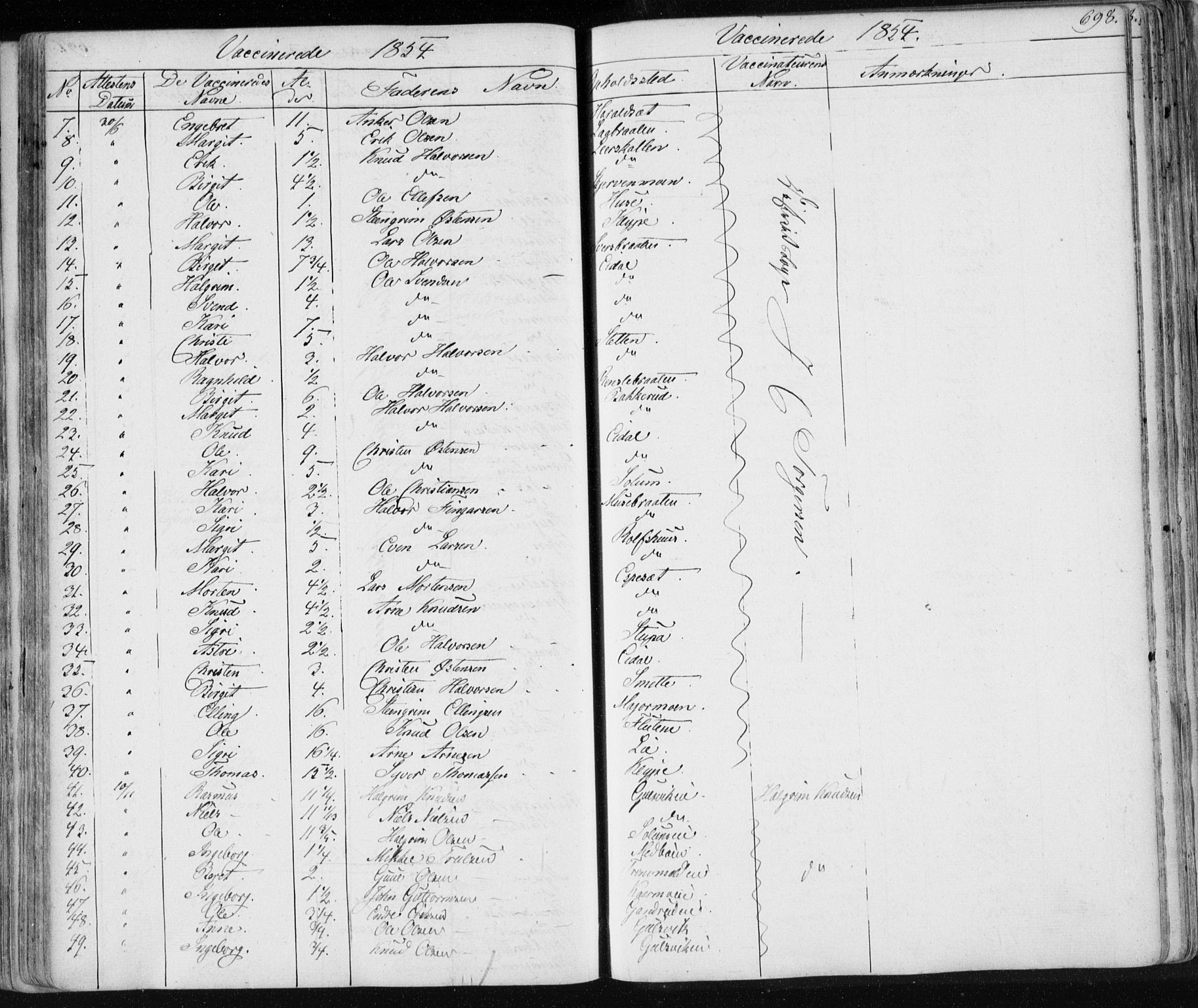 Nes kirkebøker, AV/SAKO-A-236/F/Fa/L0009: Parish register (official) no. 9, 1834-1863, p. 698