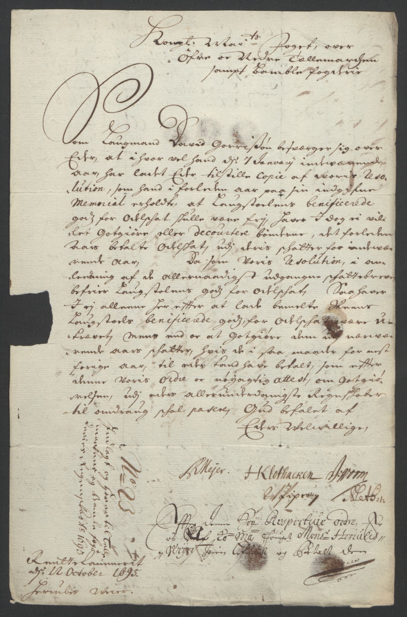 Rentekammeret inntil 1814, Reviderte regnskaper, Fogderegnskap, AV/RA-EA-4092/R36/L2093: Fogderegnskap Øvre og Nedre Telemark og Bamble, 1695, p. 479