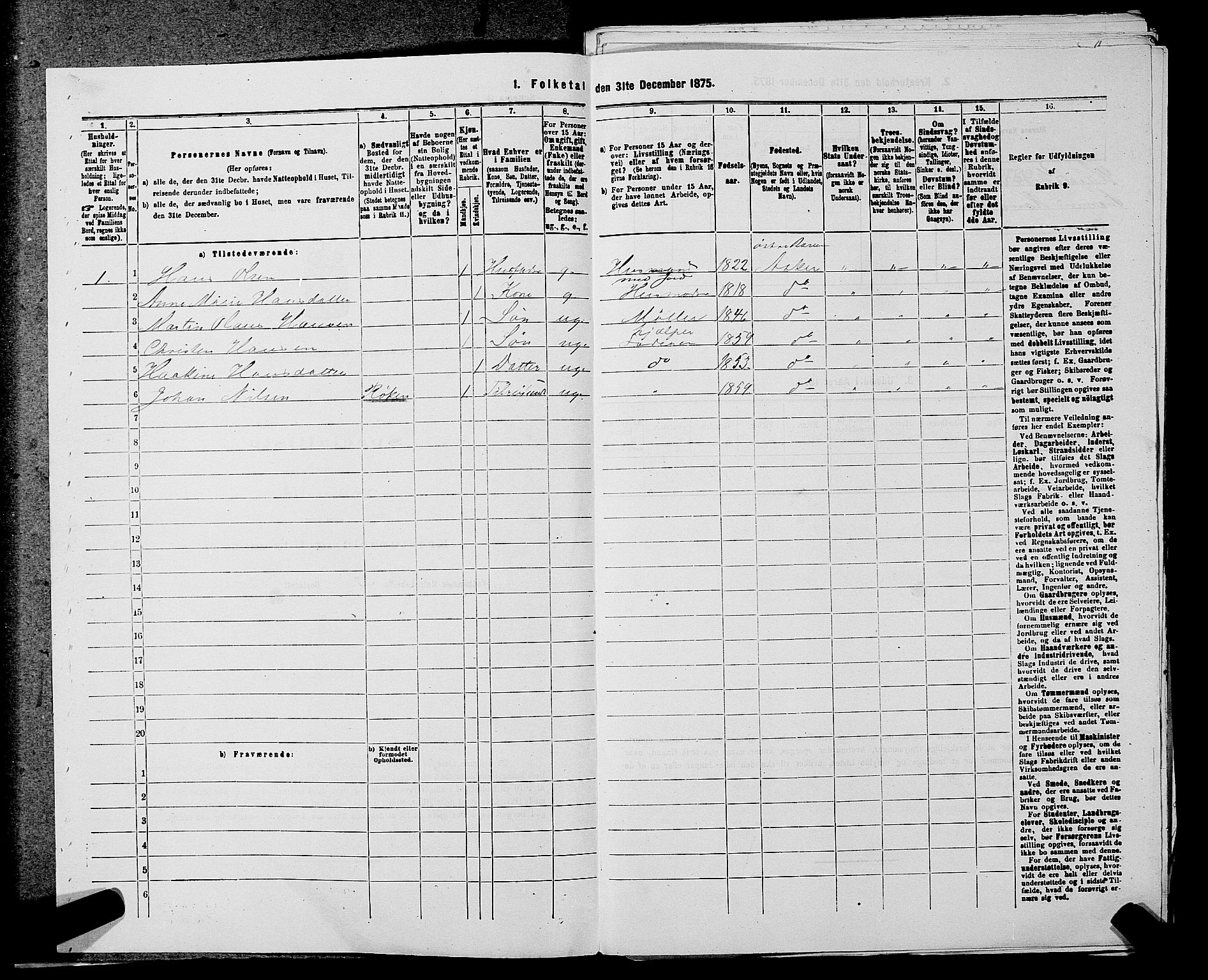 RA, 1875 census for 0220P Asker, 1875, p. 1914