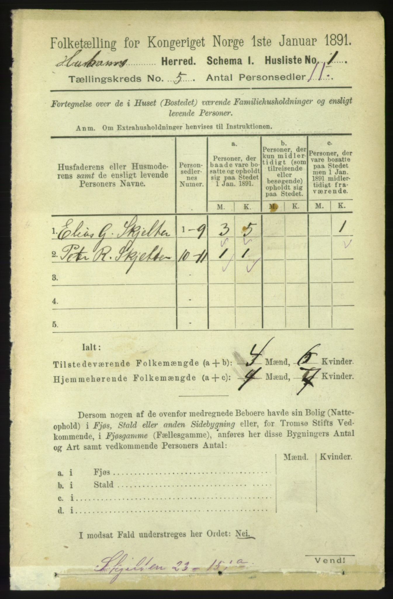 RA, 1891 census for 1534 Haram, 1891, p. 2331