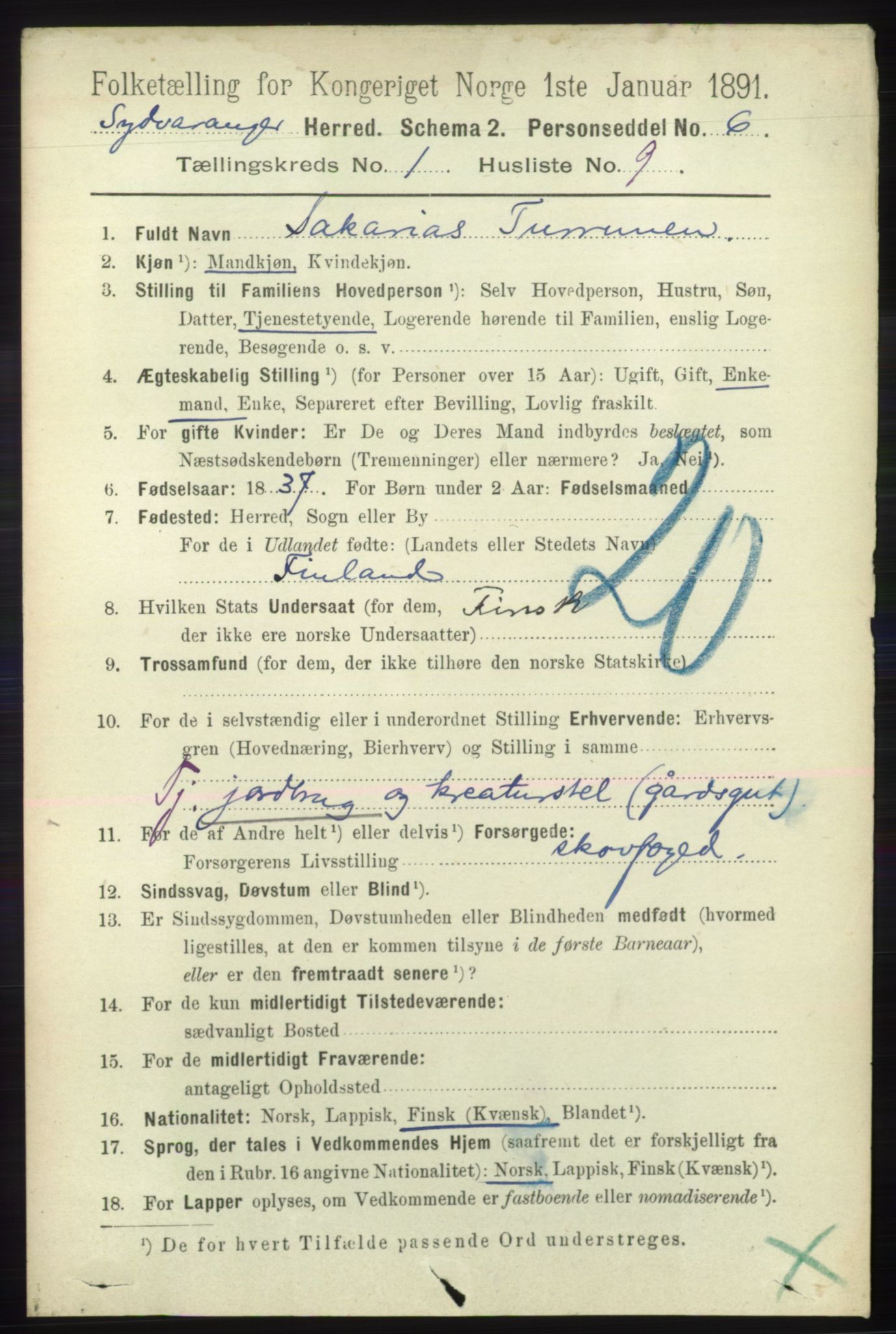 RA, 1891 census for 2030 Sør-Varanger, 1891, p. 129