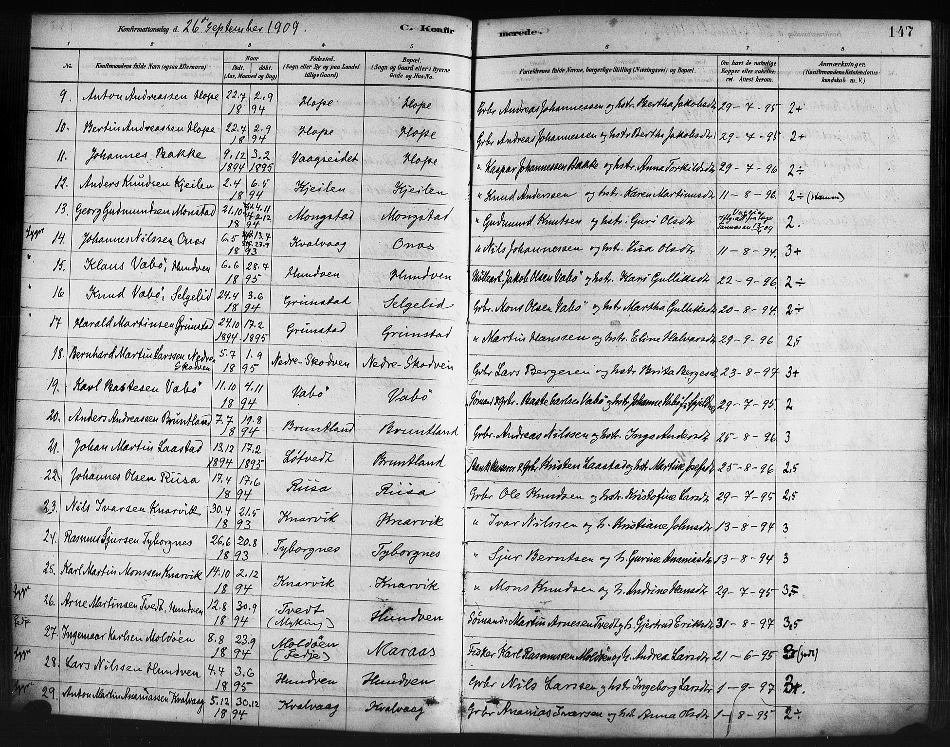 Lindås Sokneprestembete, AV/SAB-A-76701/H/Haa/Haaa/L0019: Parish register (official) no. A 19, 1878-1912, p. 147