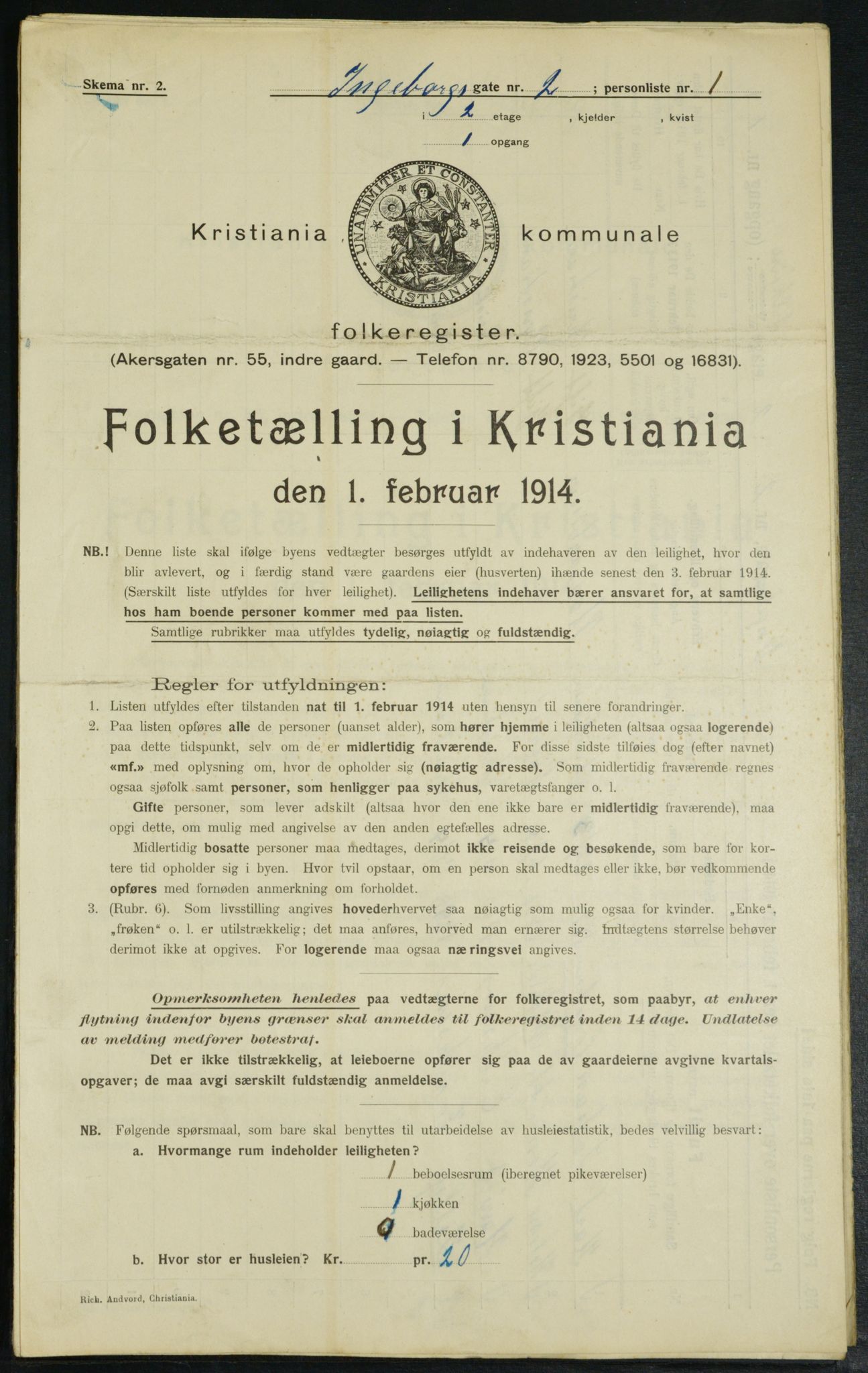 OBA, Municipal Census 1914 for Kristiania, 1914, p. 43754