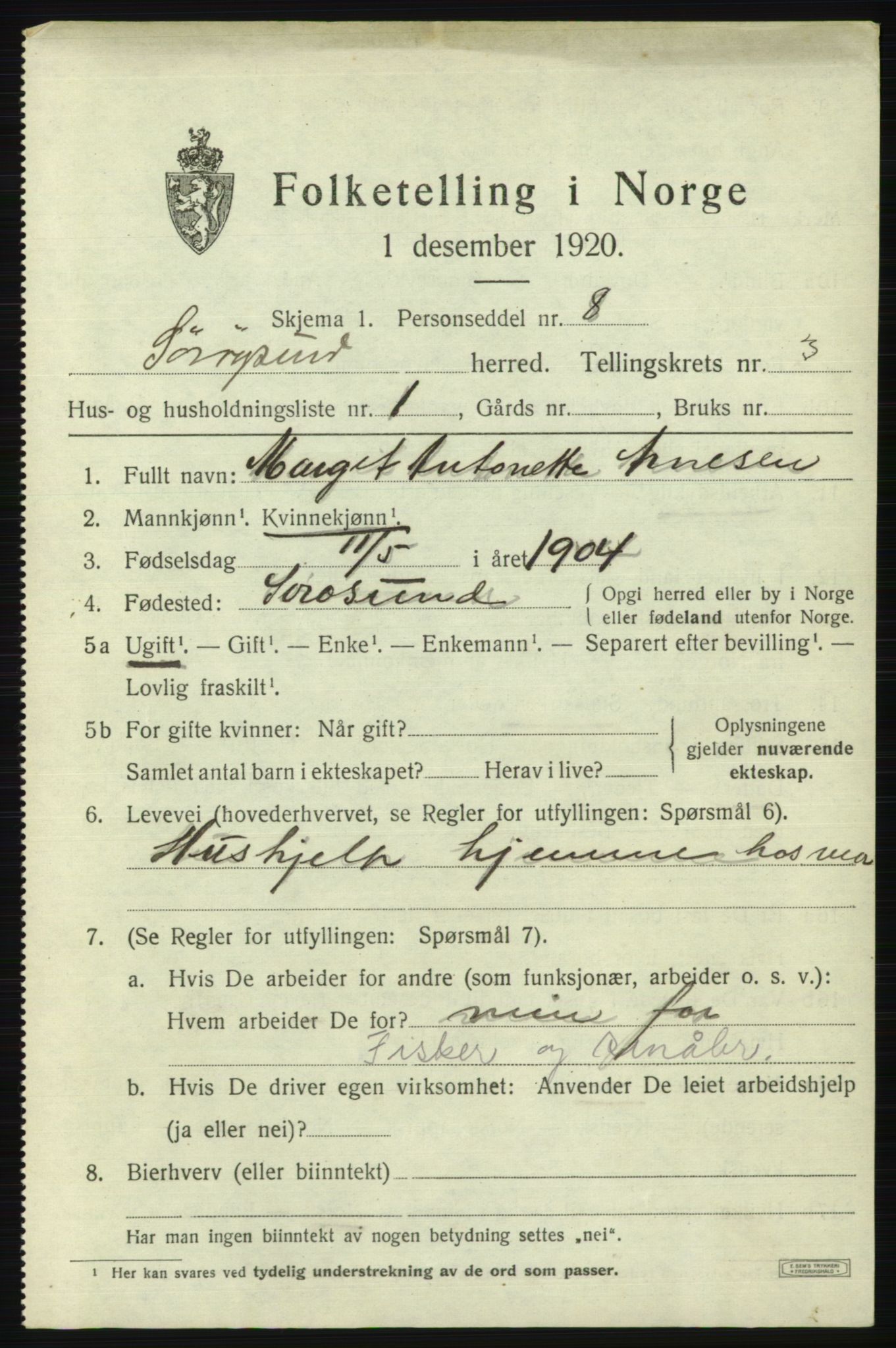 SATØ, 1920 census for Sørøysund rural district, 1920, p. 1114