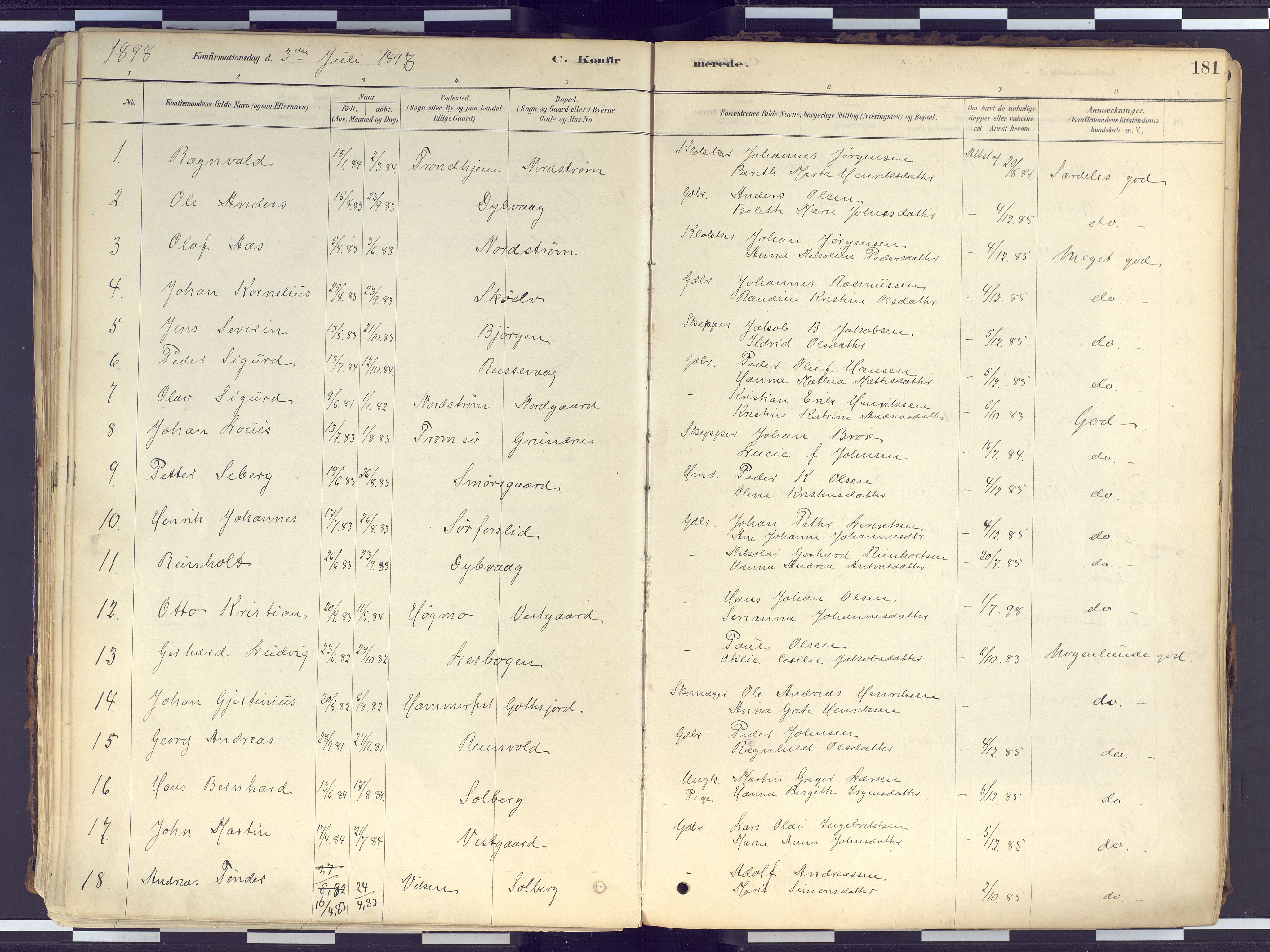 Tranøy sokneprestkontor, SATØ/S-1313/I/Ia/Iaa/L0010kirke: Parish register (official) no. 10, 1878-1904, p. 181