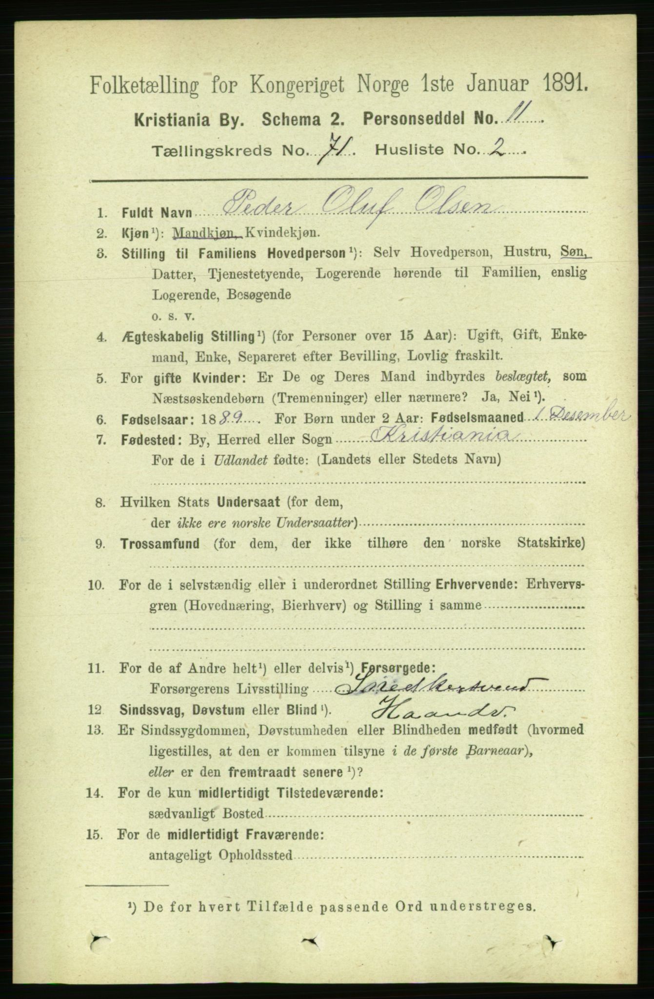 RA, 1891 census for 0301 Kristiania, 1891, p. 38953