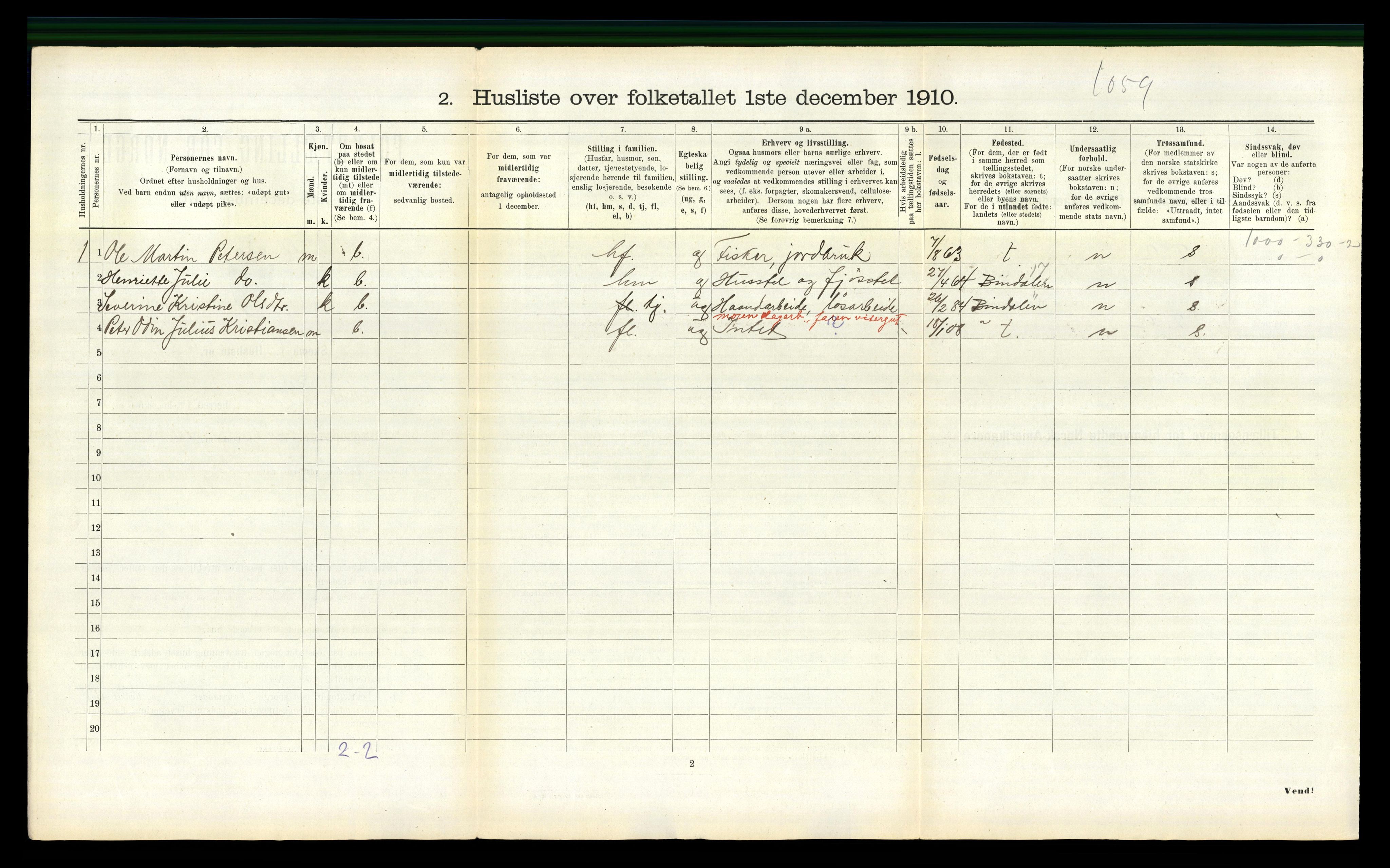 RA, 1910 census for Kolvereid, 1910, p. 353