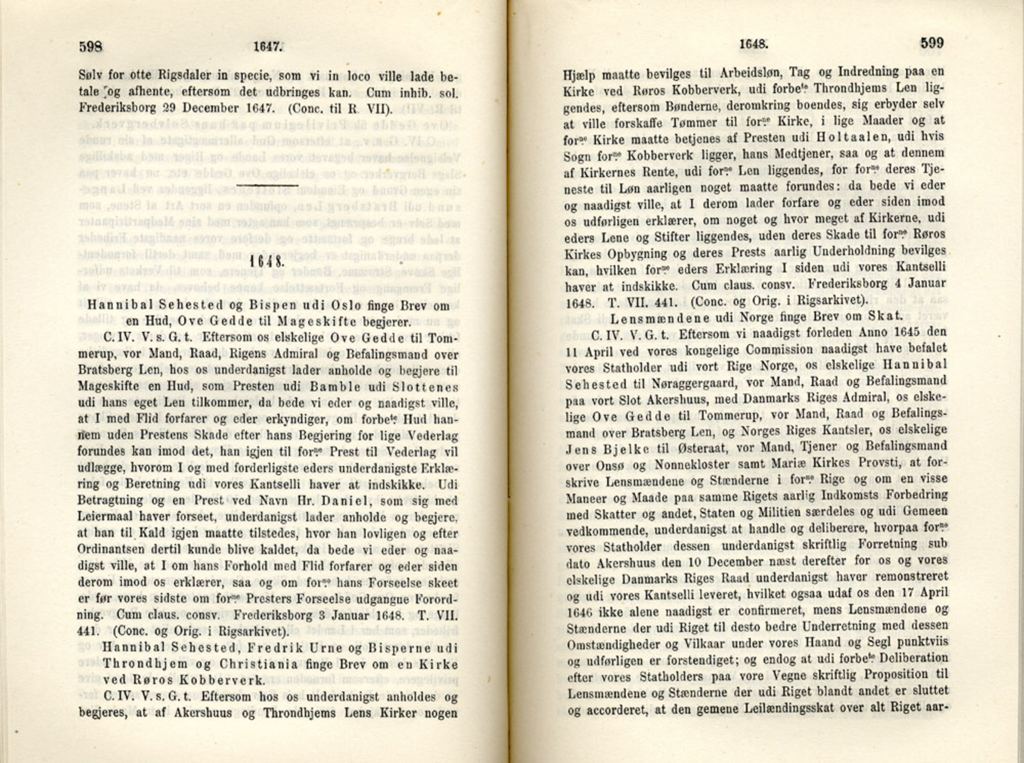 Publikasjoner utgitt av Det Norske Historiske Kildeskriftfond, PUBL/-/-/-: Norske Rigs-Registranter, bind 8, 1641-1648, p. 598-599