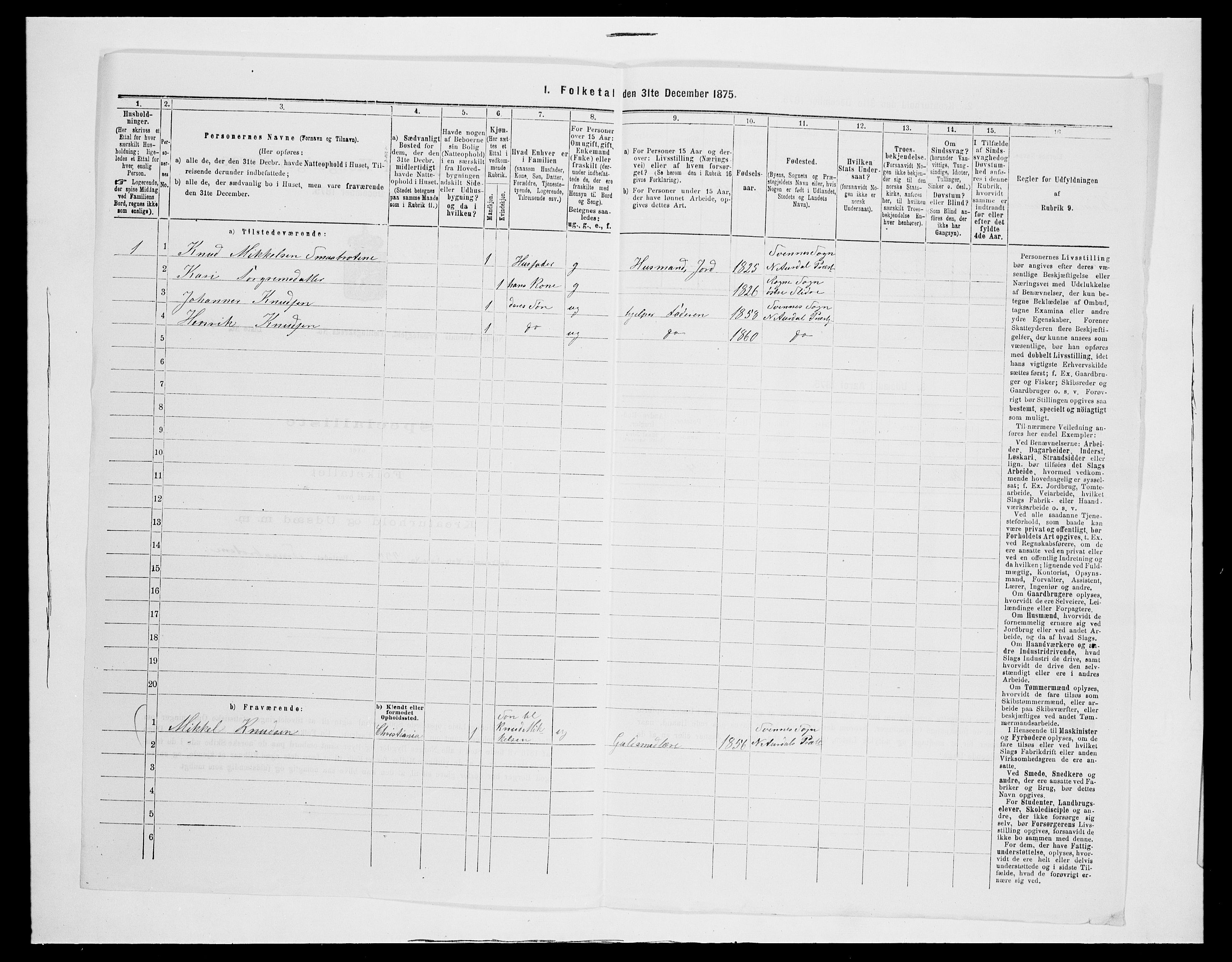 SAH, 1875 census for 0542P Nord-Aurdal, 1875, p. 1219