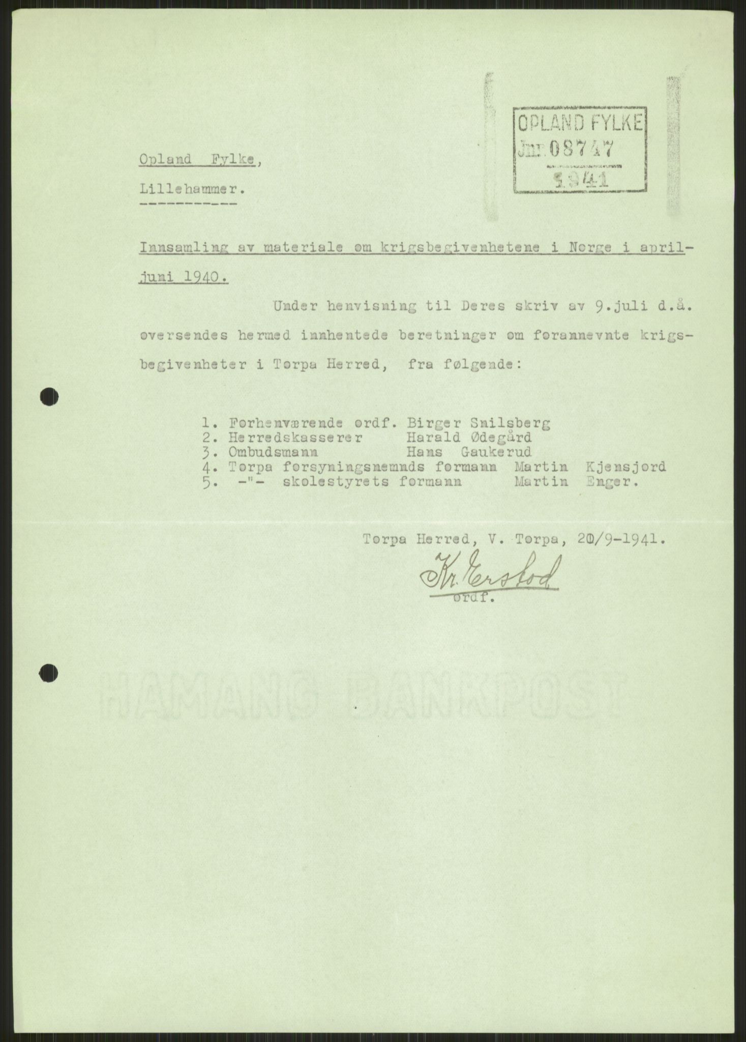 Forsvaret, Forsvarets krigshistoriske avdeling, RA/RAFA-2017/Y/Ya/L0014: II-C-11-31 - Fylkesmenn.  Rapporter om krigsbegivenhetene 1940., 1940, p. 214