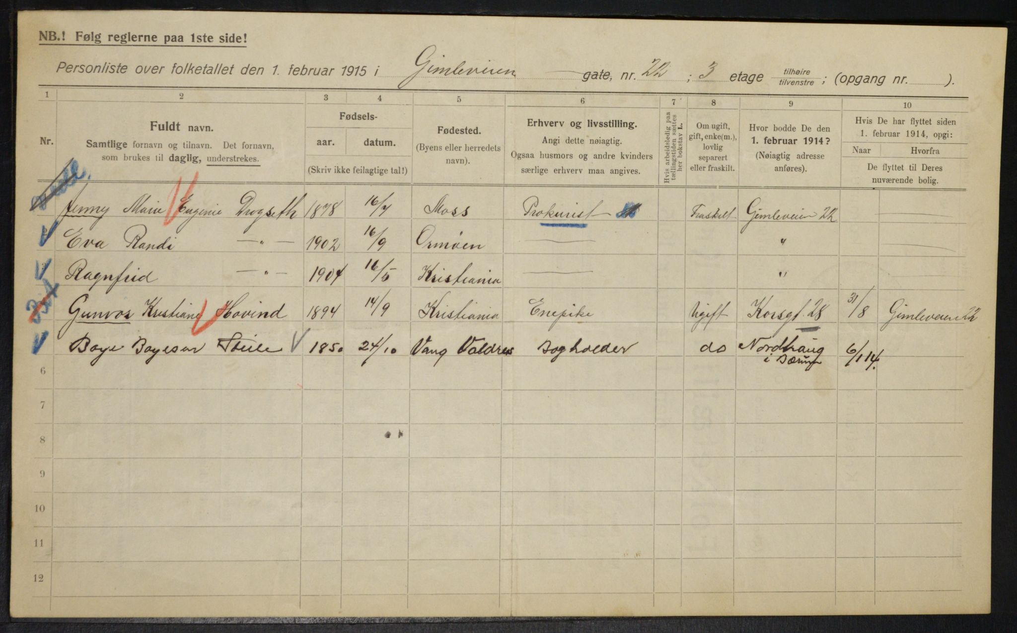 OBA, Municipal Census 1915 for Kristiania, 1915, p. 28934